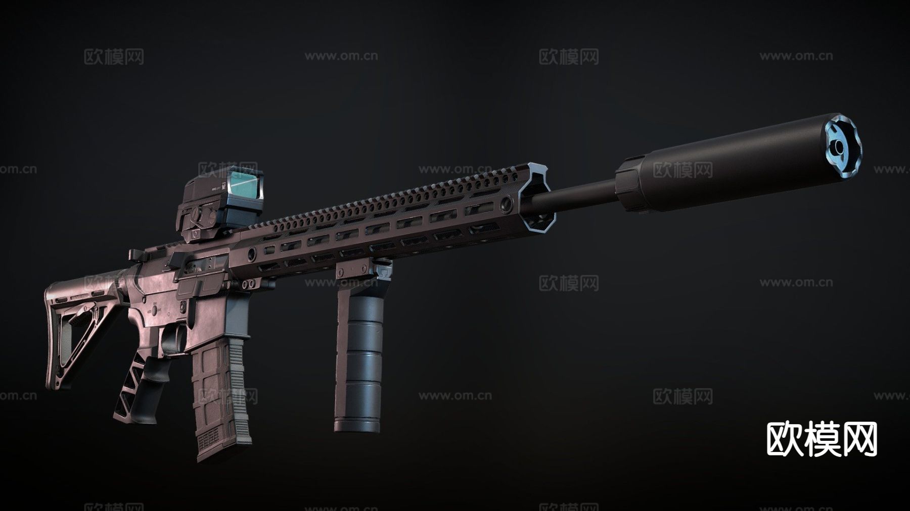 定制步枪su模型下载（渲染图2）