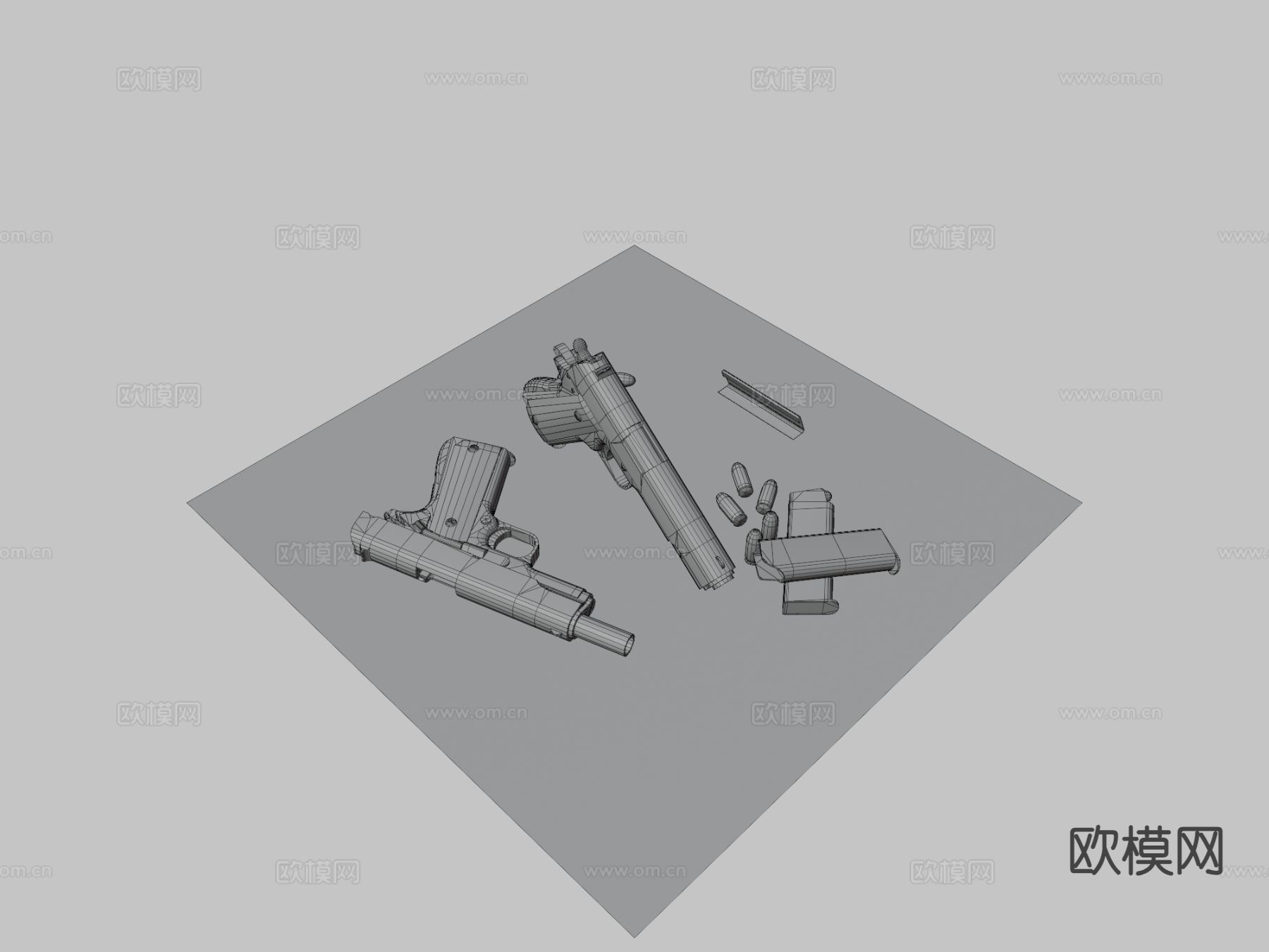 手枪 枪支 枪械su模型下载（渲染图2）