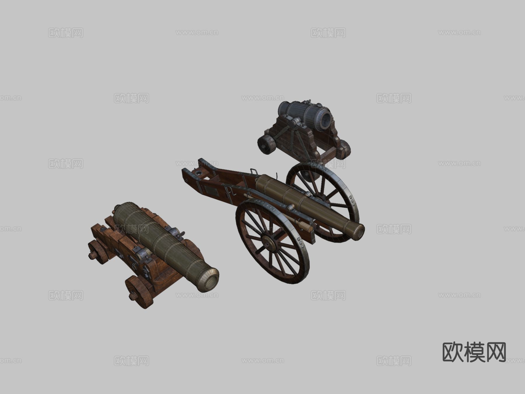 中世纪大炮包su模型下载（渲染图1）
