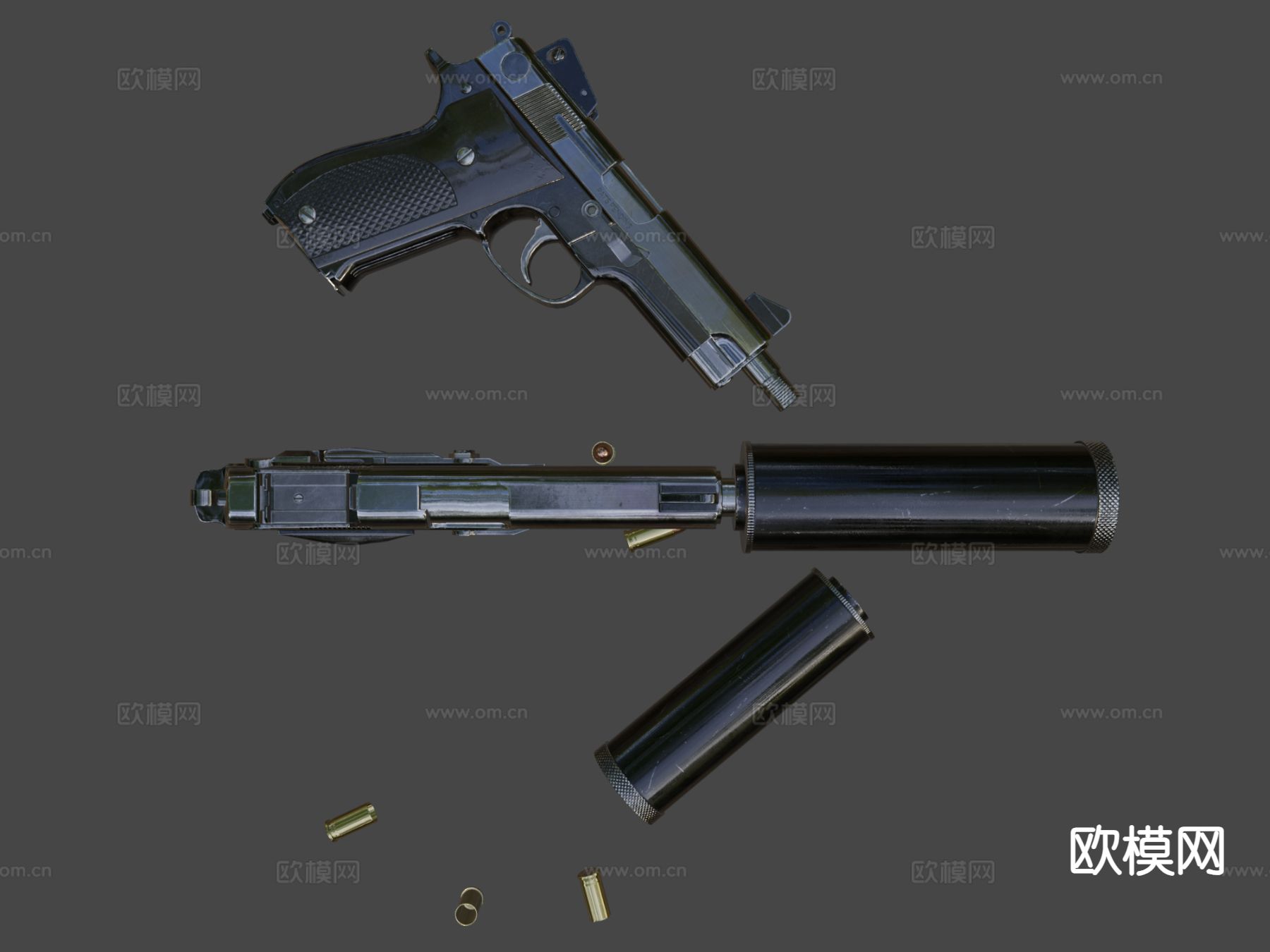 手枪 枪支 枪械su模型下载（渲染图7）