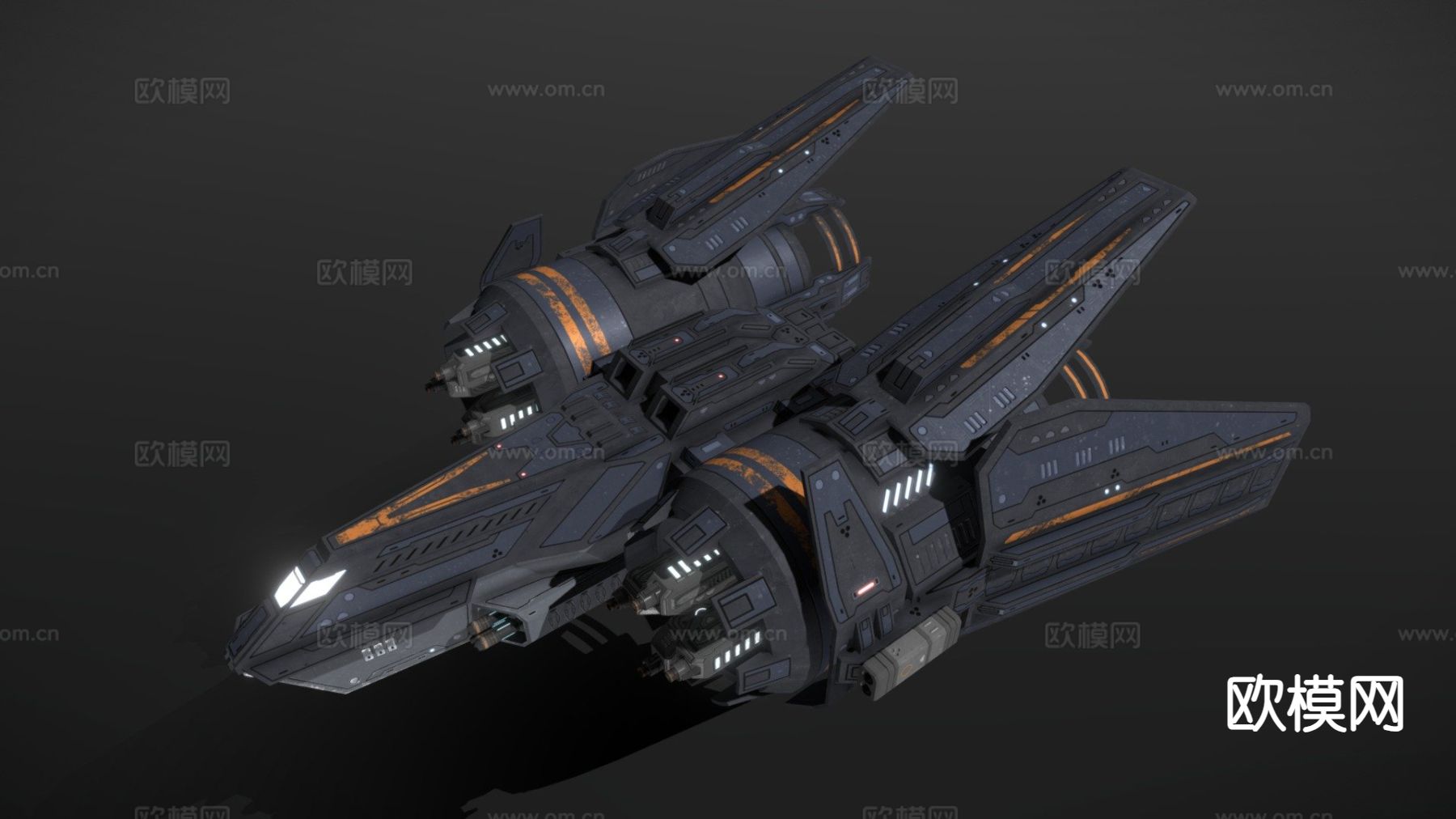 科幻重型战斗机斗牛犬su模型下载（渲染图2）