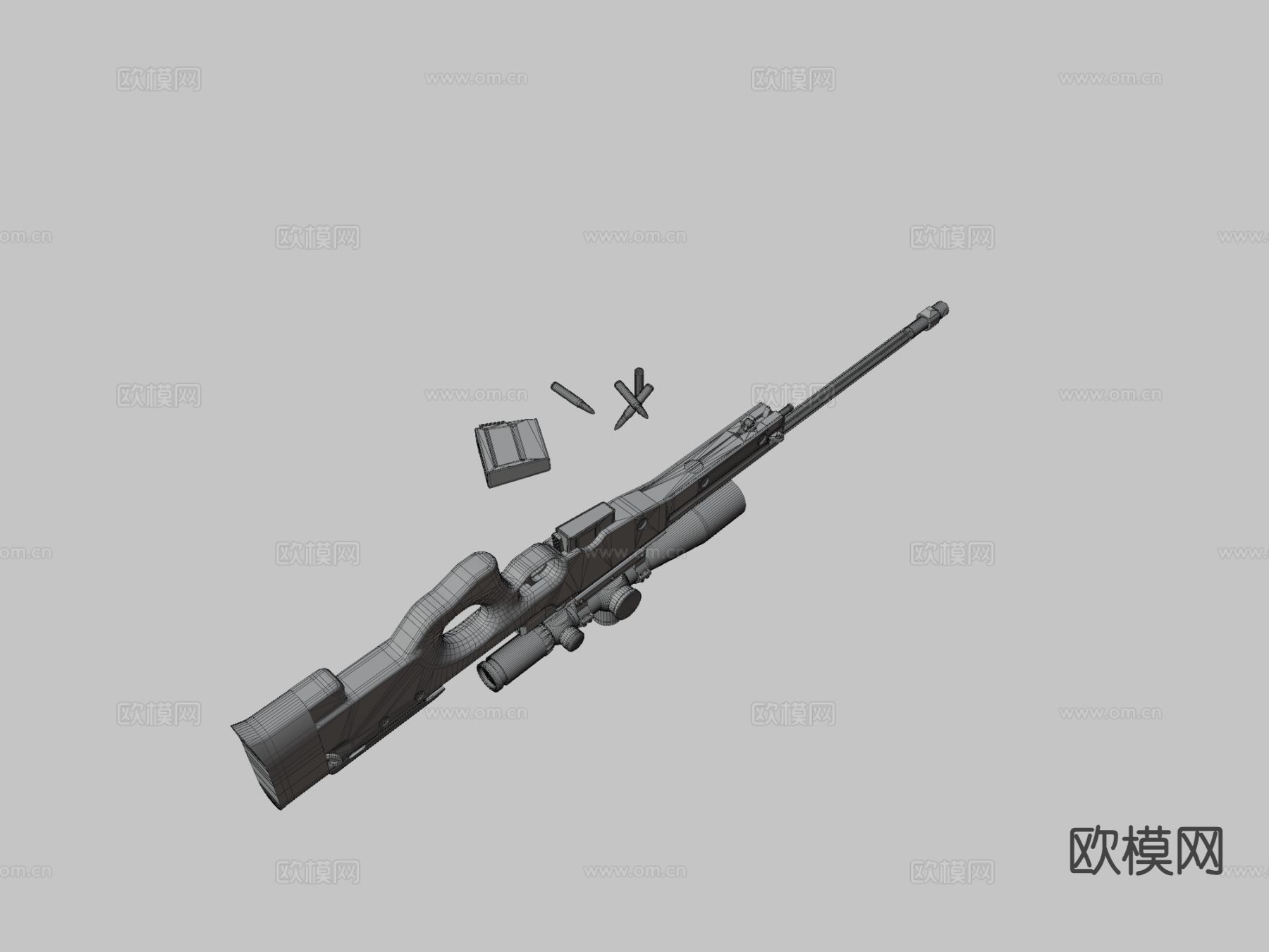 AWM狙击步枪su模型下载（渲染图1）