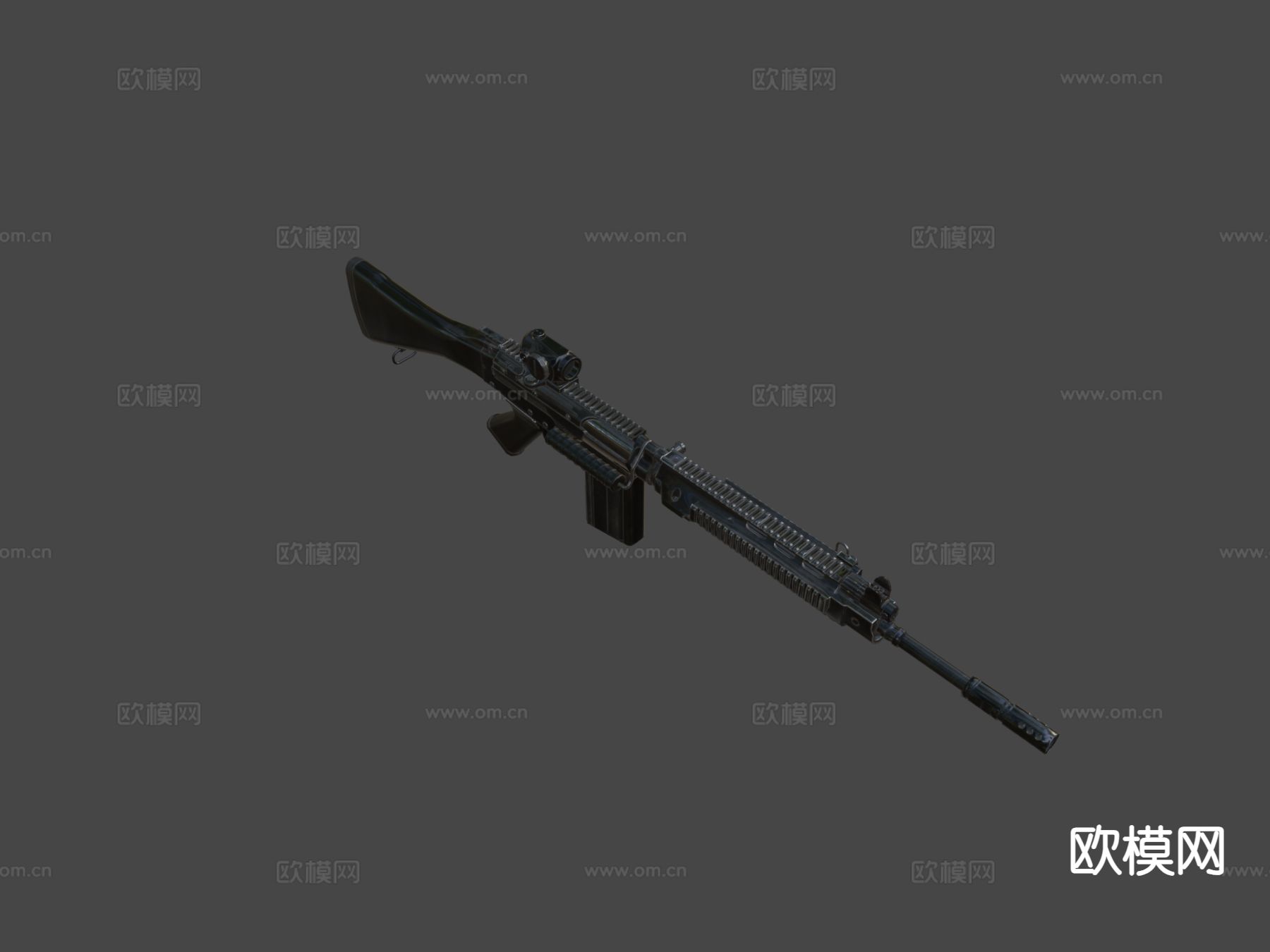 折叠式自动步枪su模型下载（渲染图3）