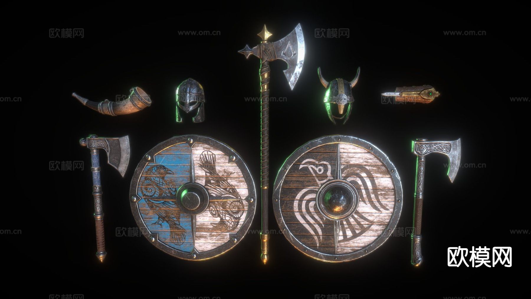 中世纪兵器包su模型下载（渲染图2）