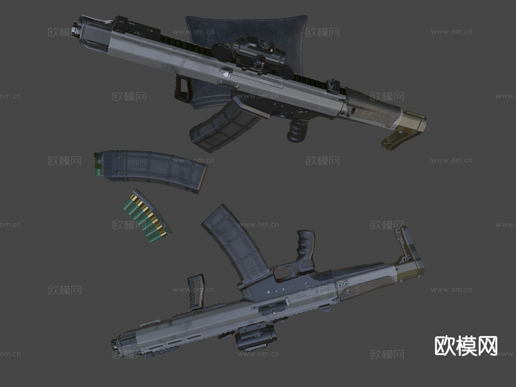 沙漠狐冲锋枪su模型下载（渲染图7）