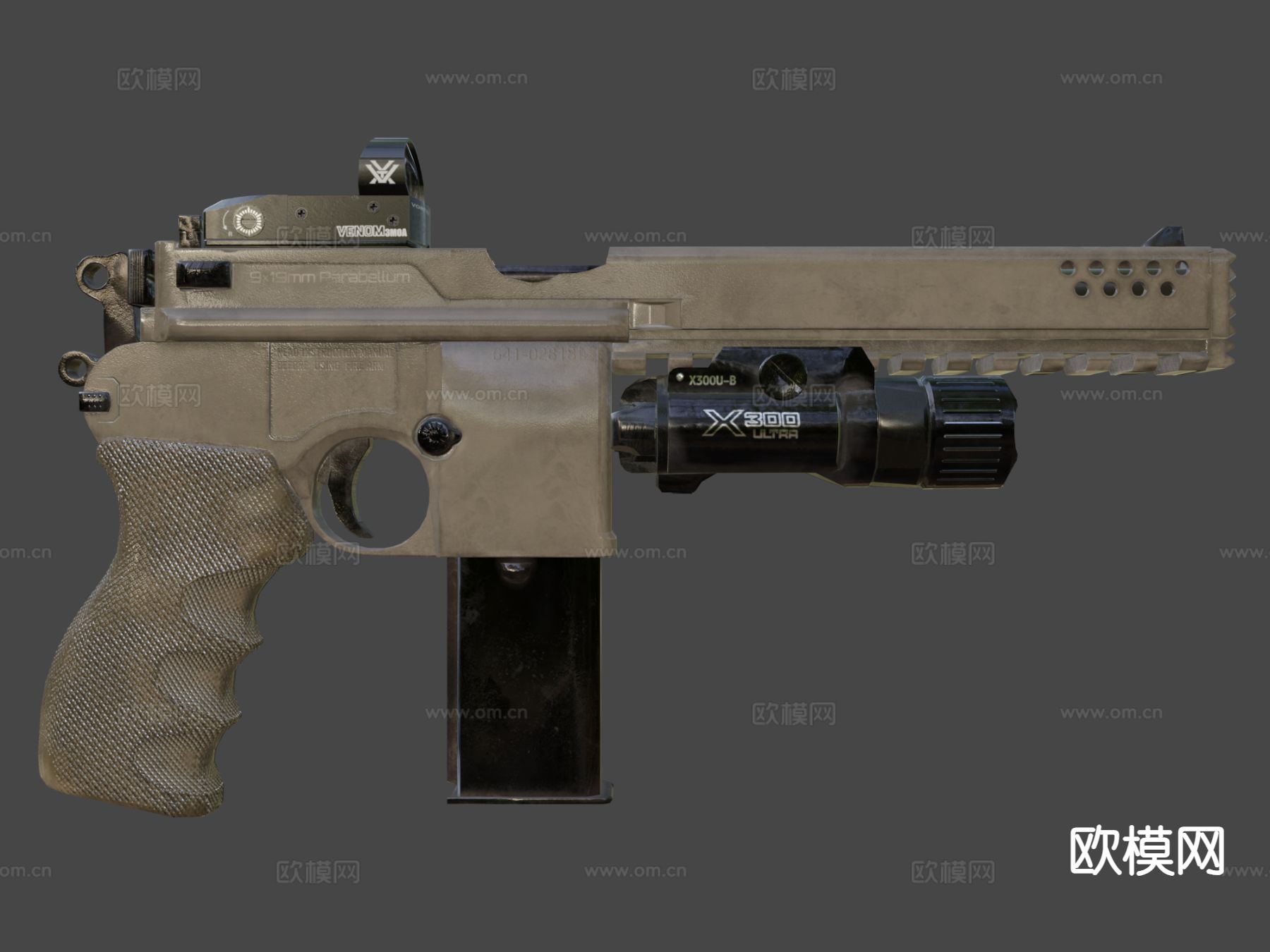 毛瑟沙地战术手枪su模型下载（渲染图7）