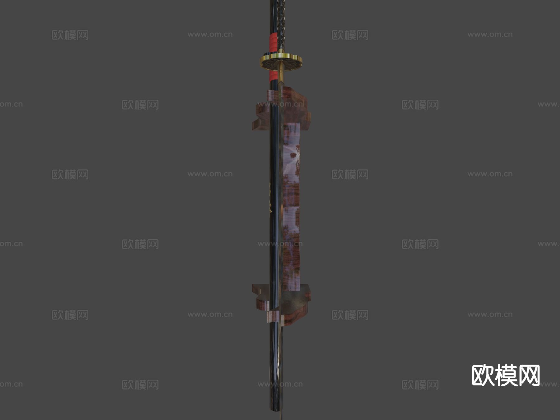 大马士革钢武士刀su模型下载（渲染图5）