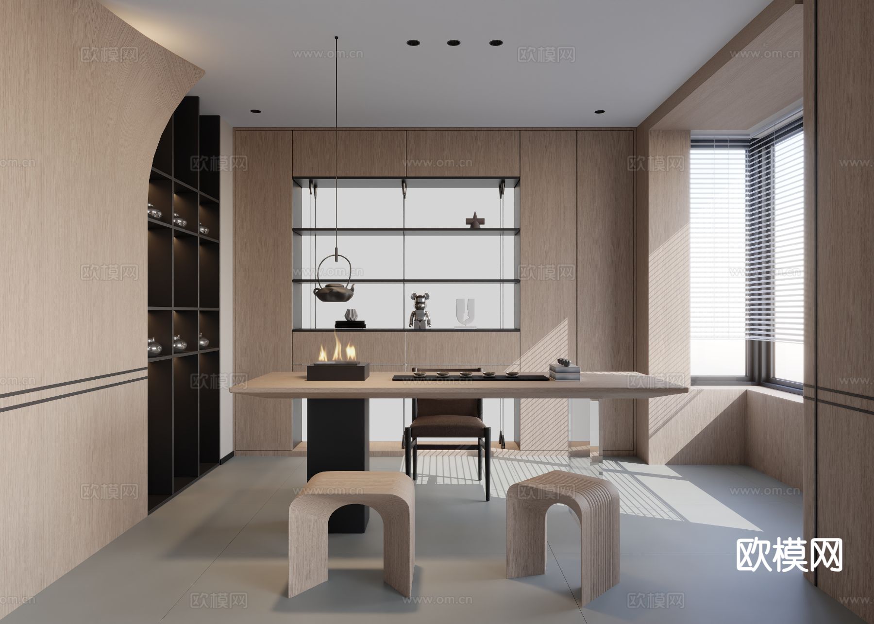 原木茶室 品茶间3d模型下载（渲染图1）