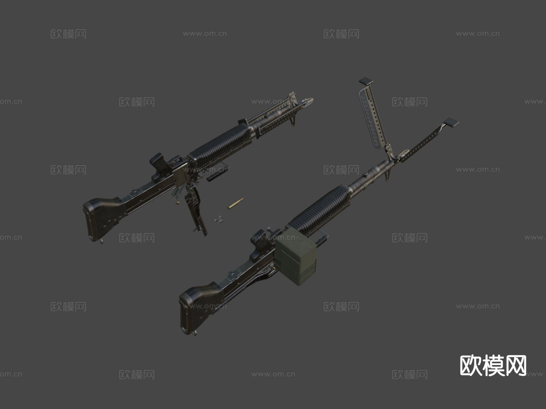 M60轻机枪su模型下载（渲染图5）