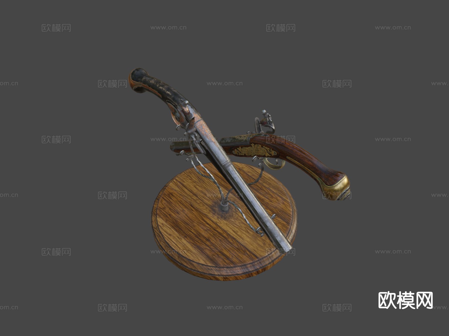 燧发枪su模型下载（渲染图4）