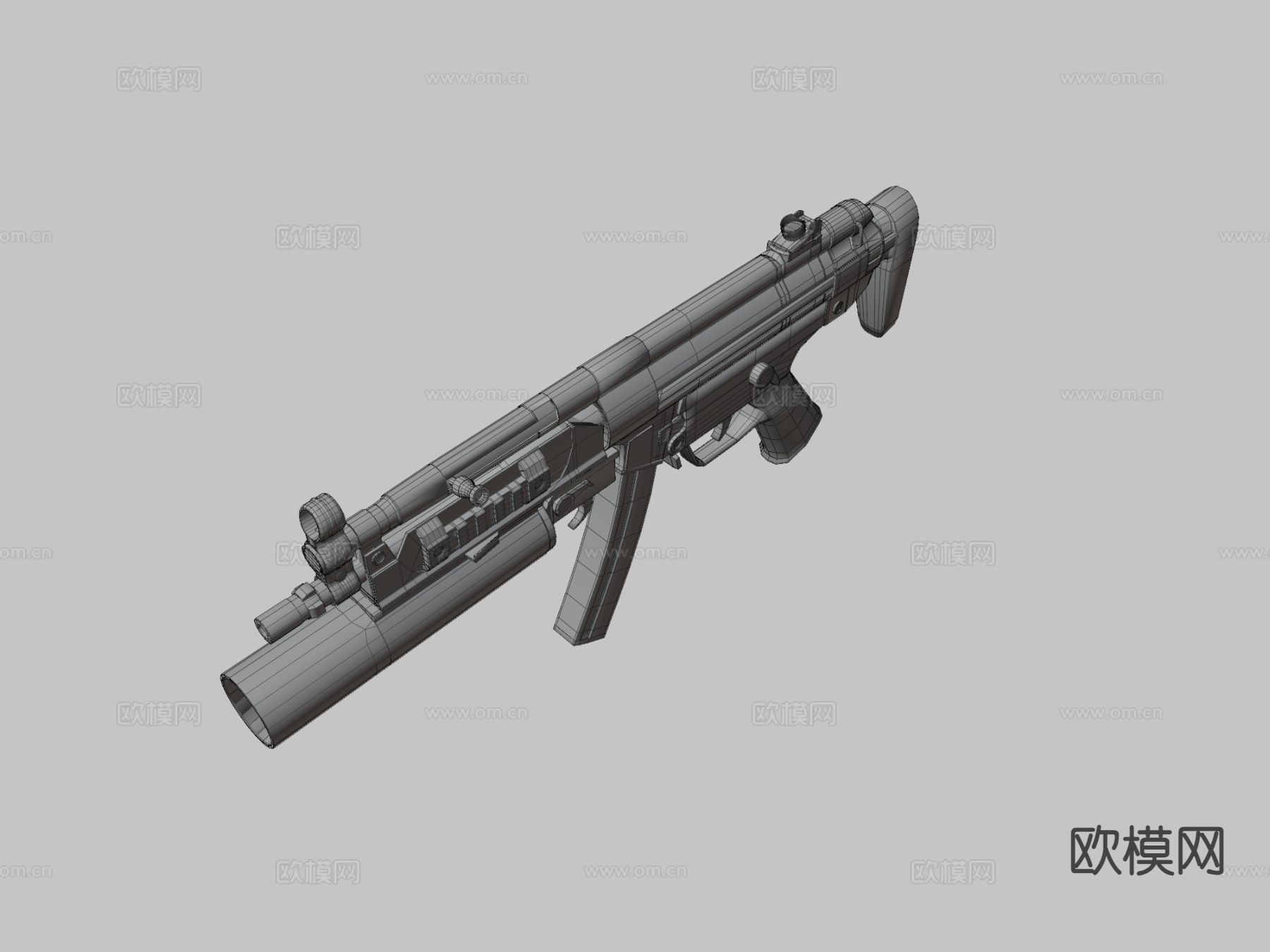 MP5和榴弹发射器su模型下载（渲染图1）