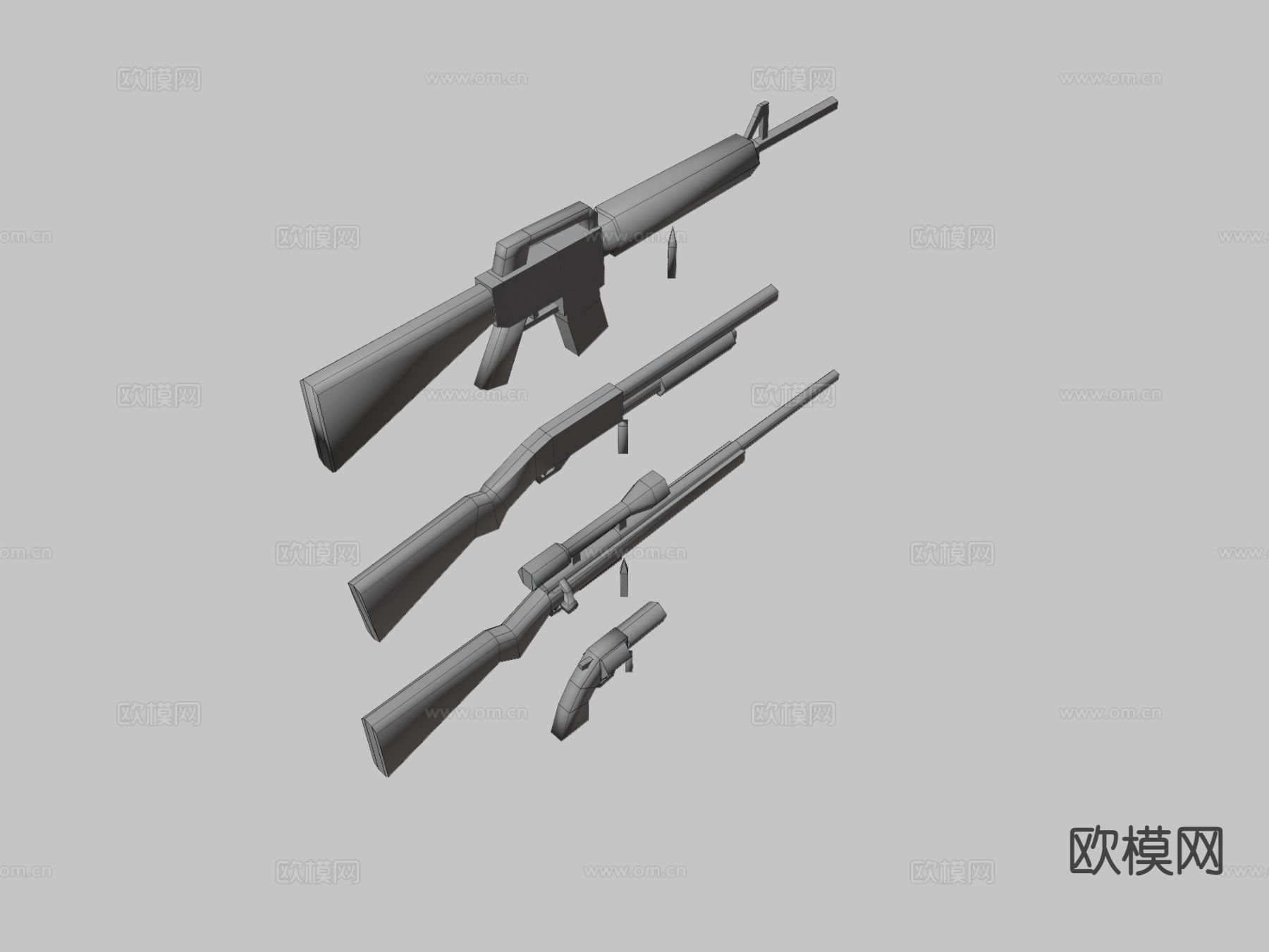 武器枪械包su模型下载（渲染图3）