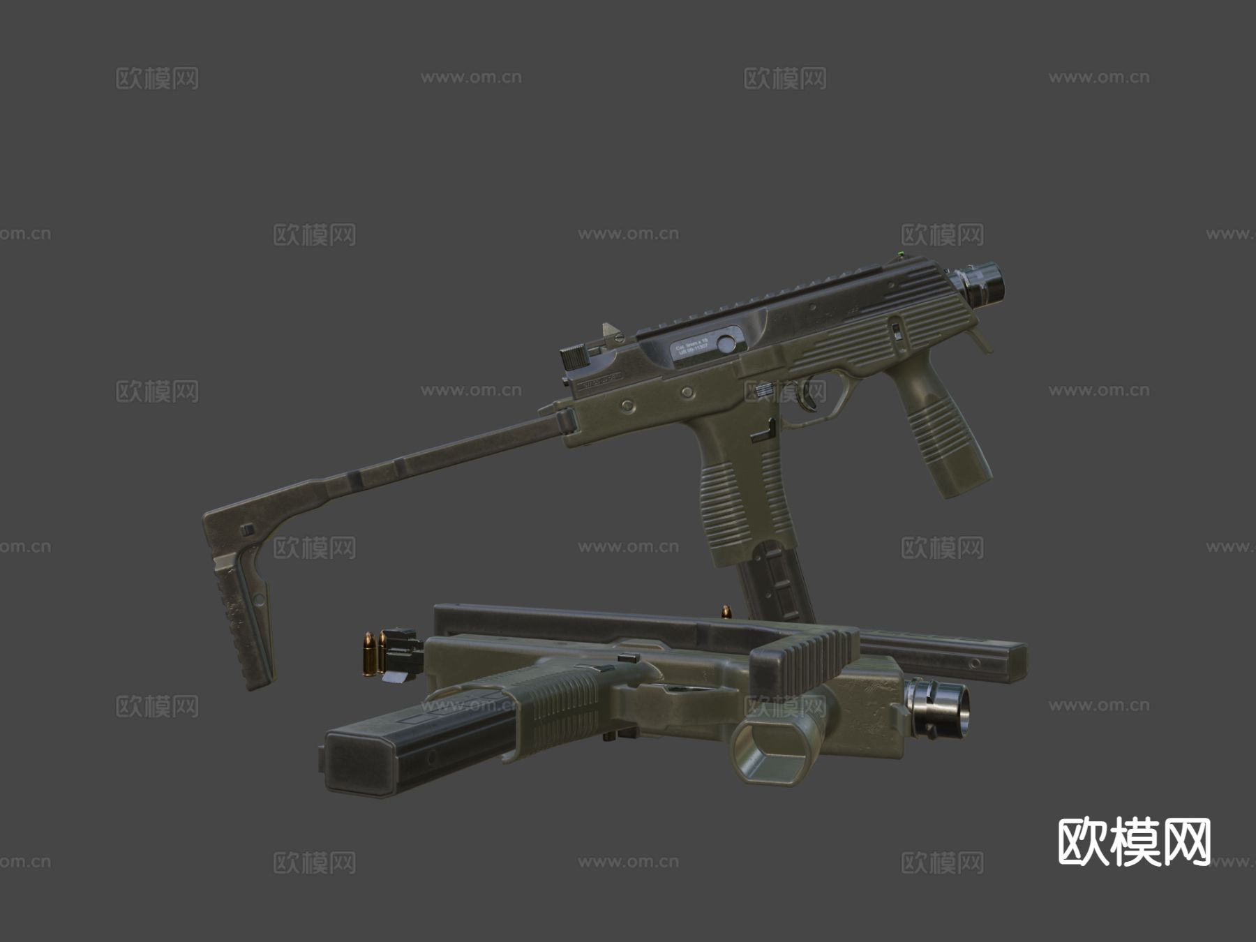 MP9冲锋枪su模型下载（渲染图5）