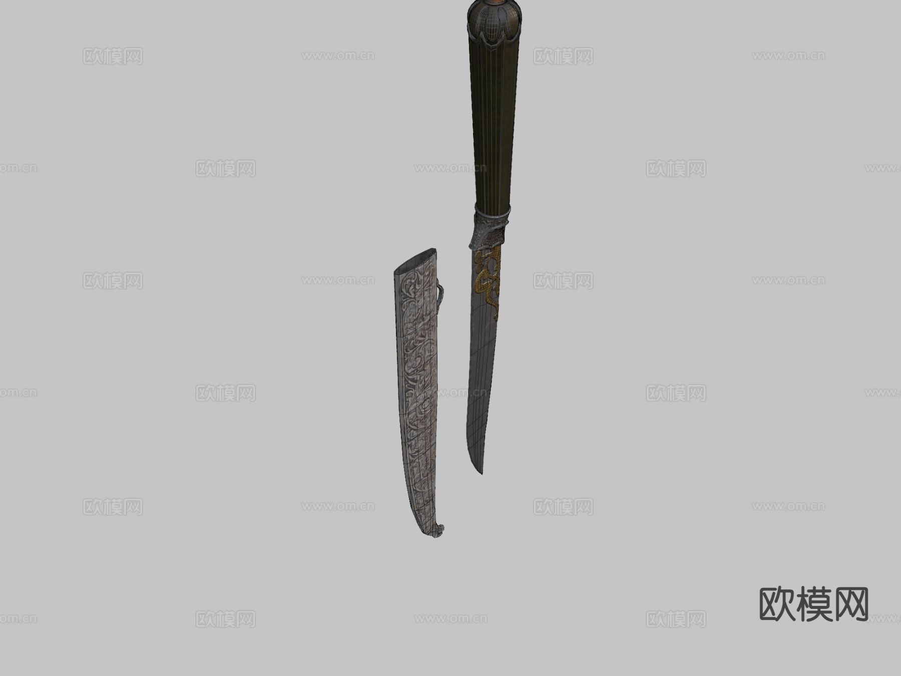 奥斯曼玉柄刀 短刀su模型下载（渲染图3）