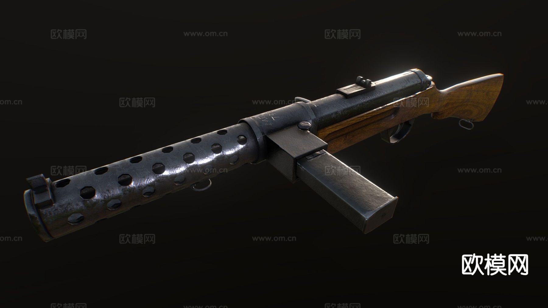 德国冲锋枪 枪支 枪械su模型下载（渲染图2）