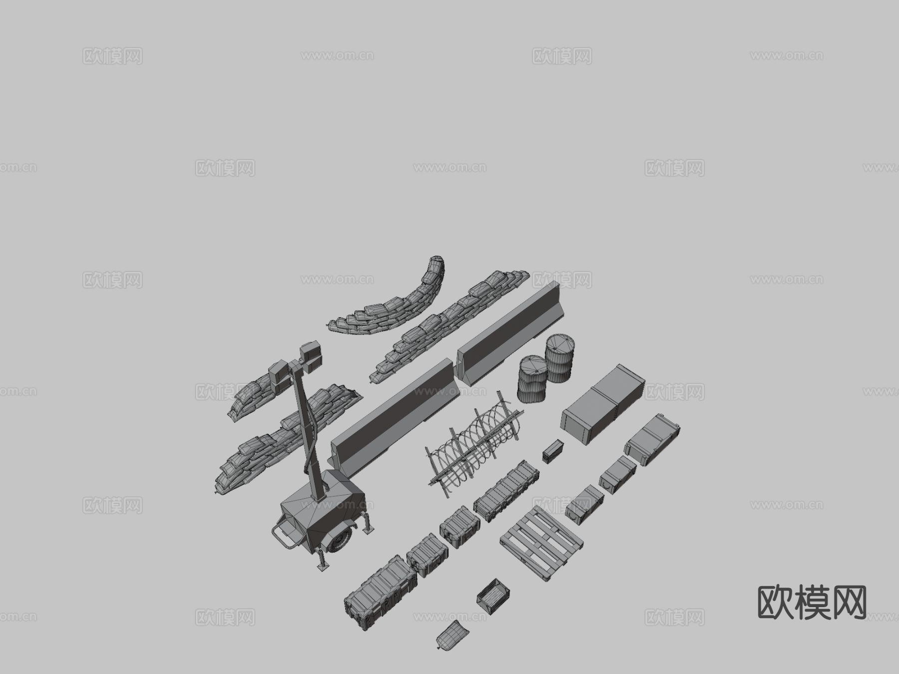 军事游戏资产包su模型下载（渲染图1）