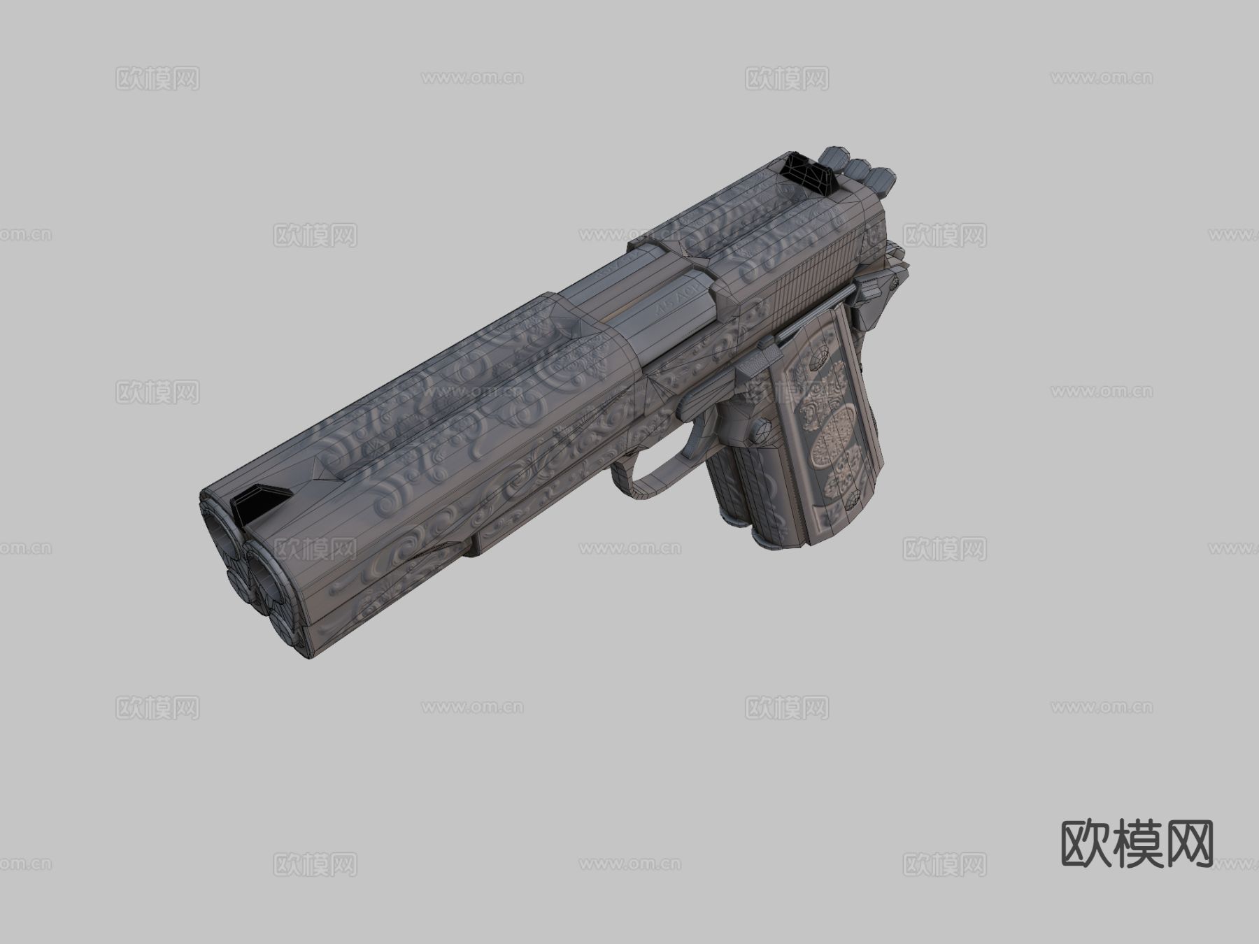 手枪 枪支枪械su模型下载（渲染图3）