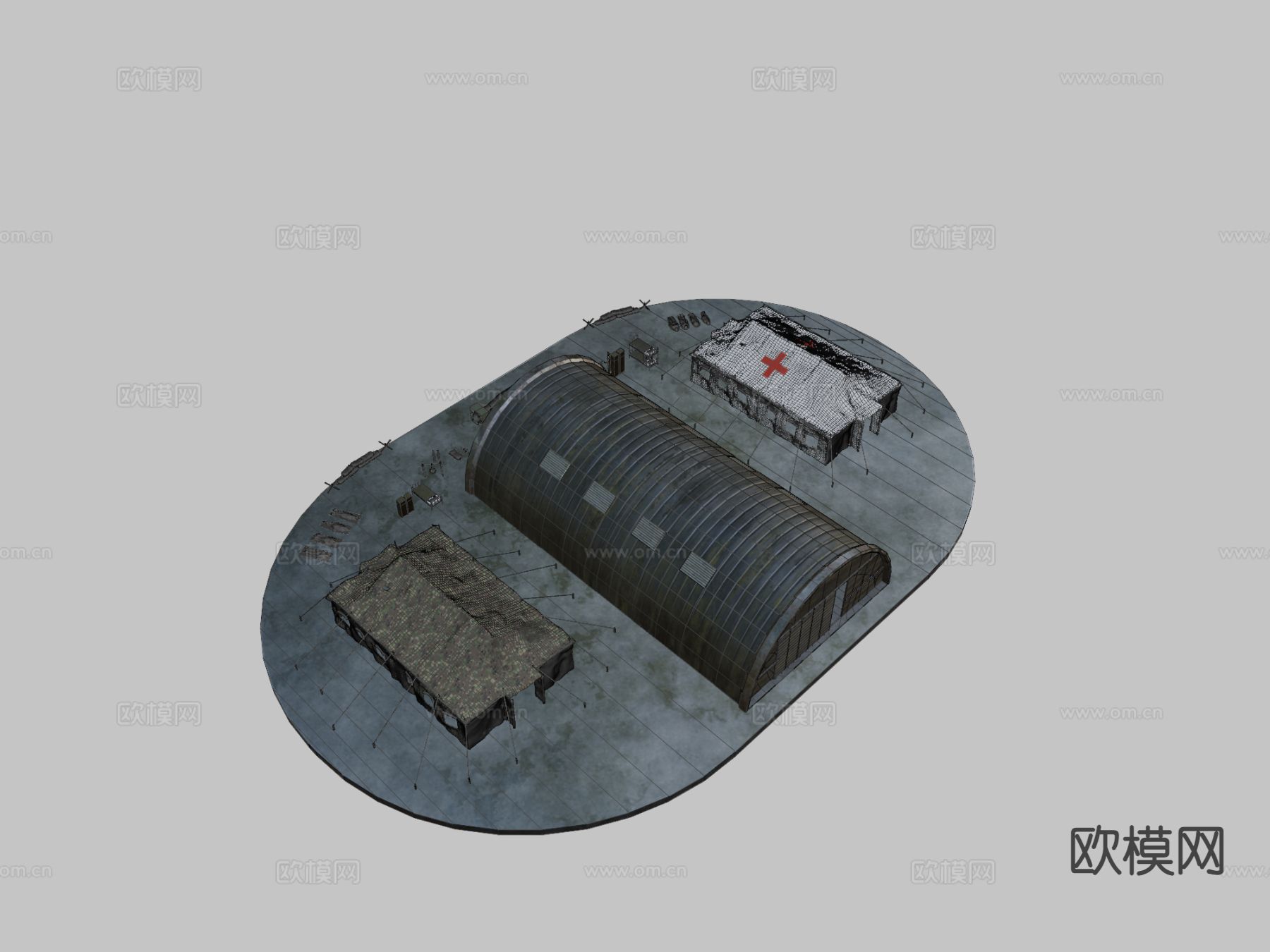 军事基地包su模型下载（渲染图1）