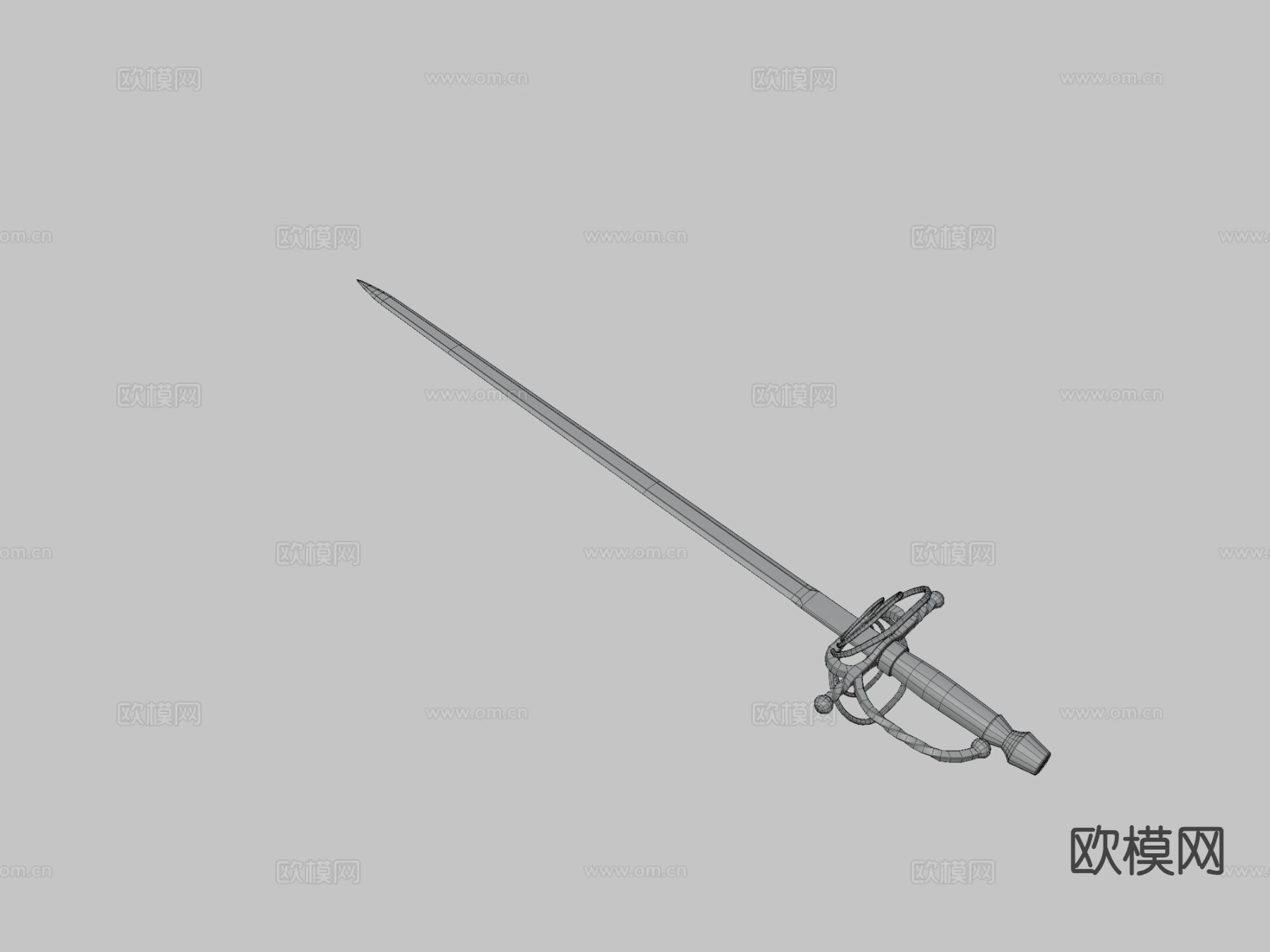 击剑 长剑 游戏道具su模型下载（渲染图3）