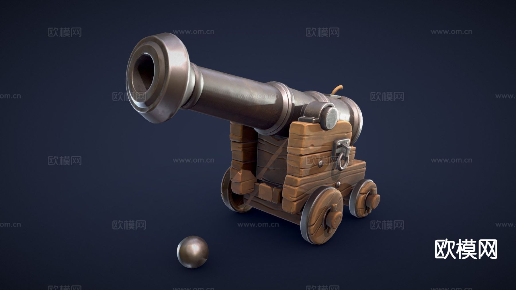 卡通海盗加农炮su模型下载（渲染图2）