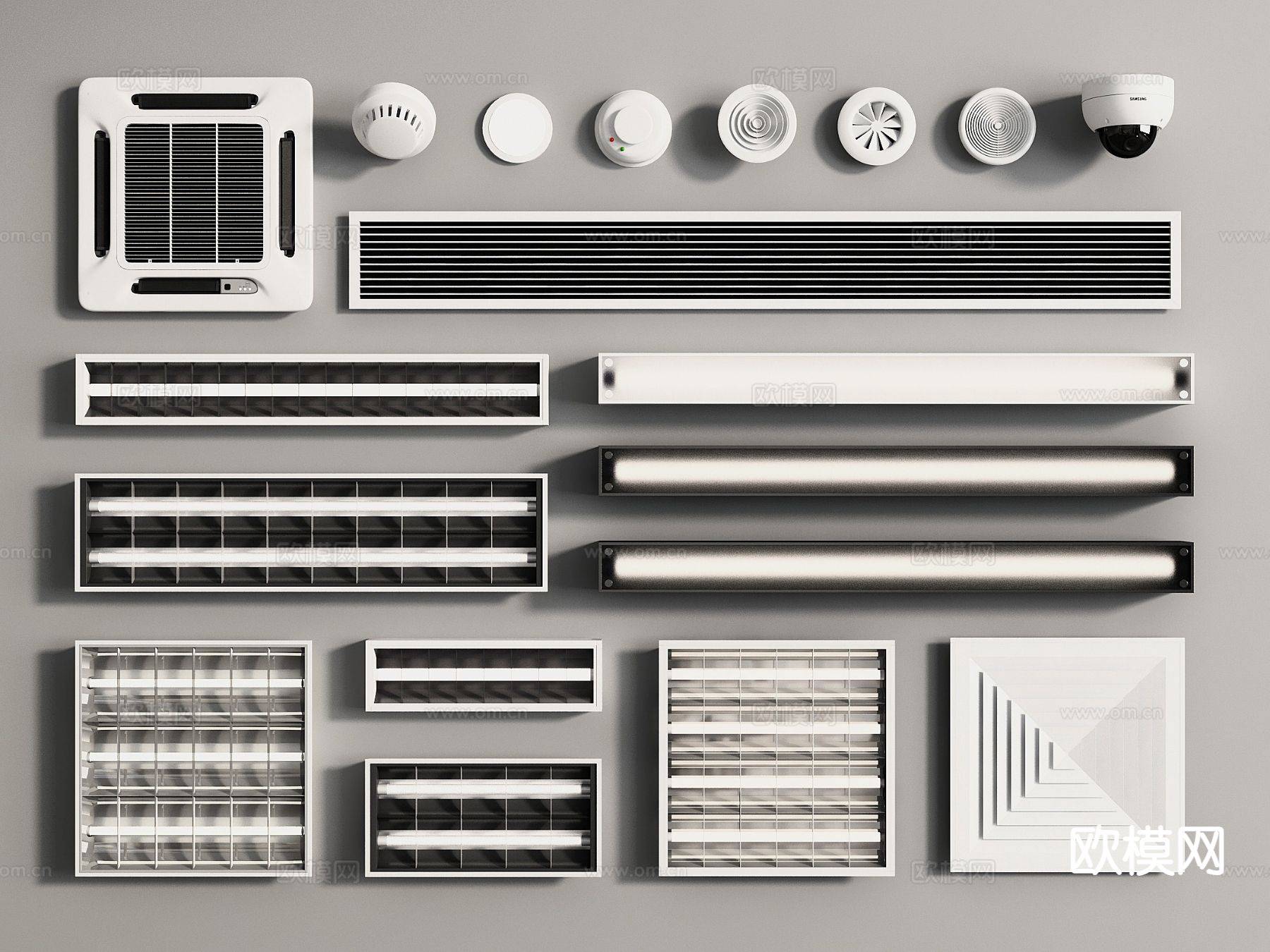 格栅灯 线性灯 通风口 栅格灯 排风口 出风口3d模型