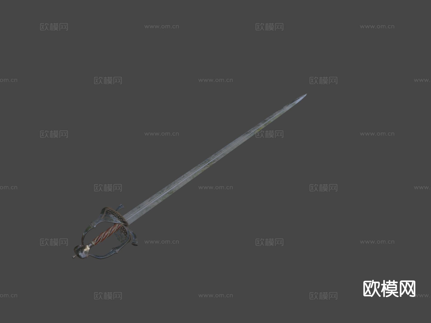 单手侧剑su模型下载（渲染图6）