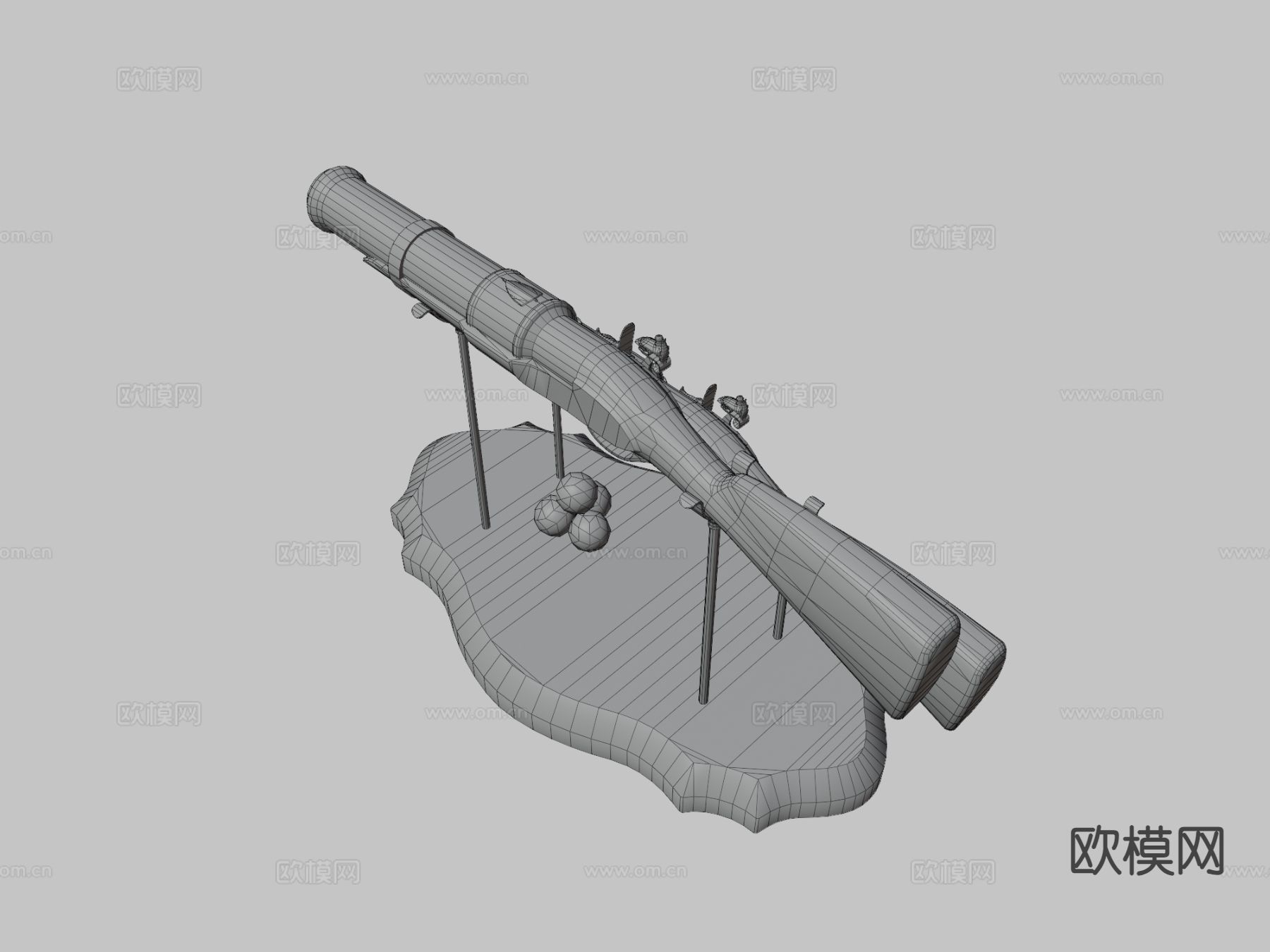 燧发手炮su模型下载（渲染图3）