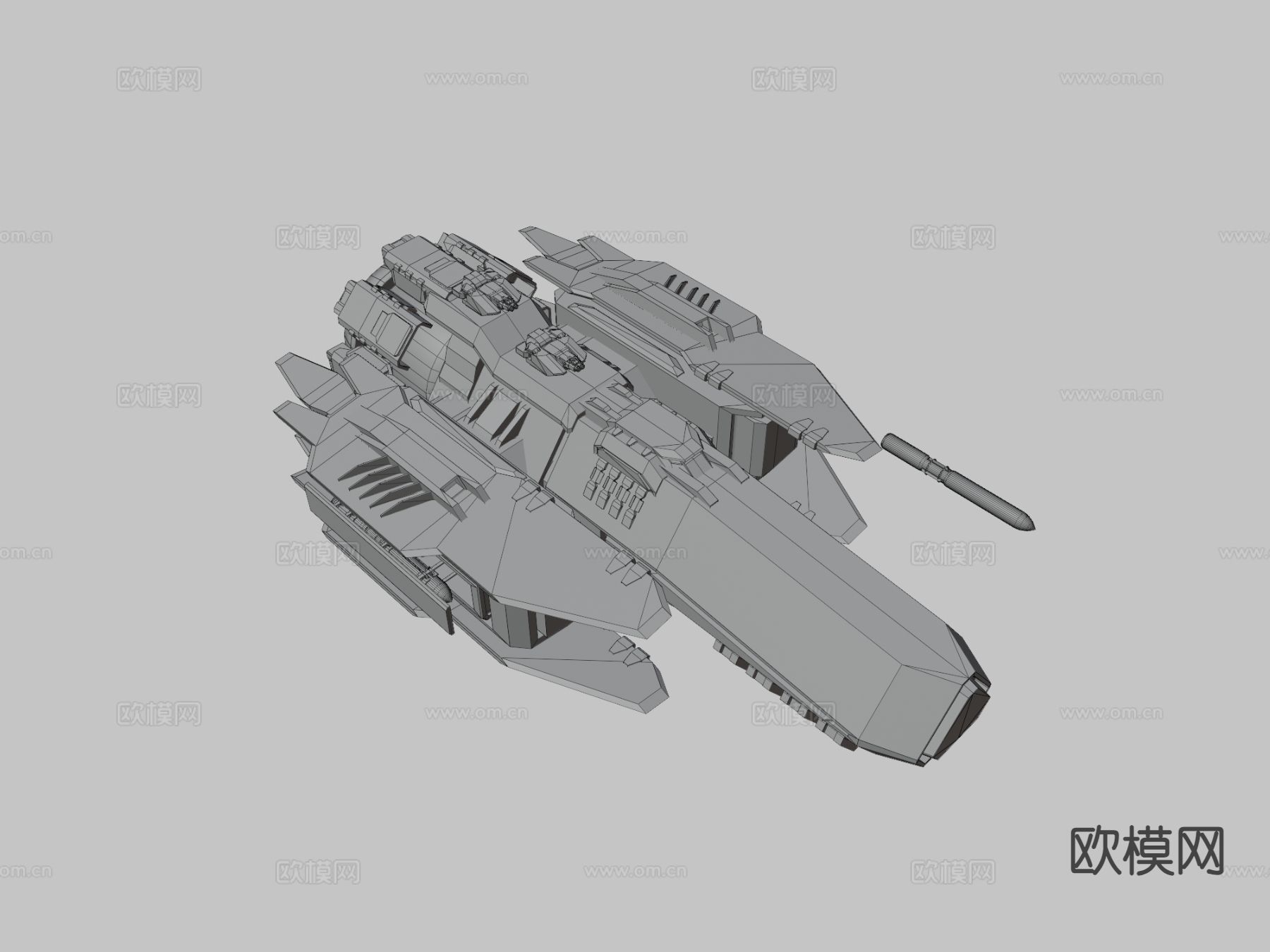 鱼雷护卫舰 宇宙飞船 飞行器su模型下载（渲染图3）