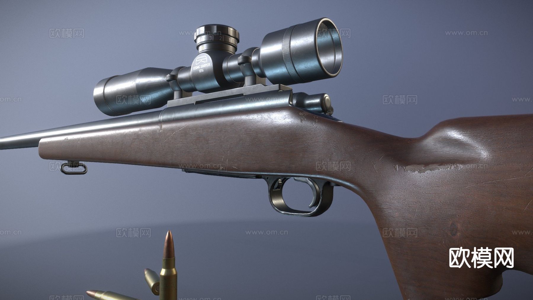 M40A1 狙击步枪 枪支 枪械su模型下载（渲染图2）