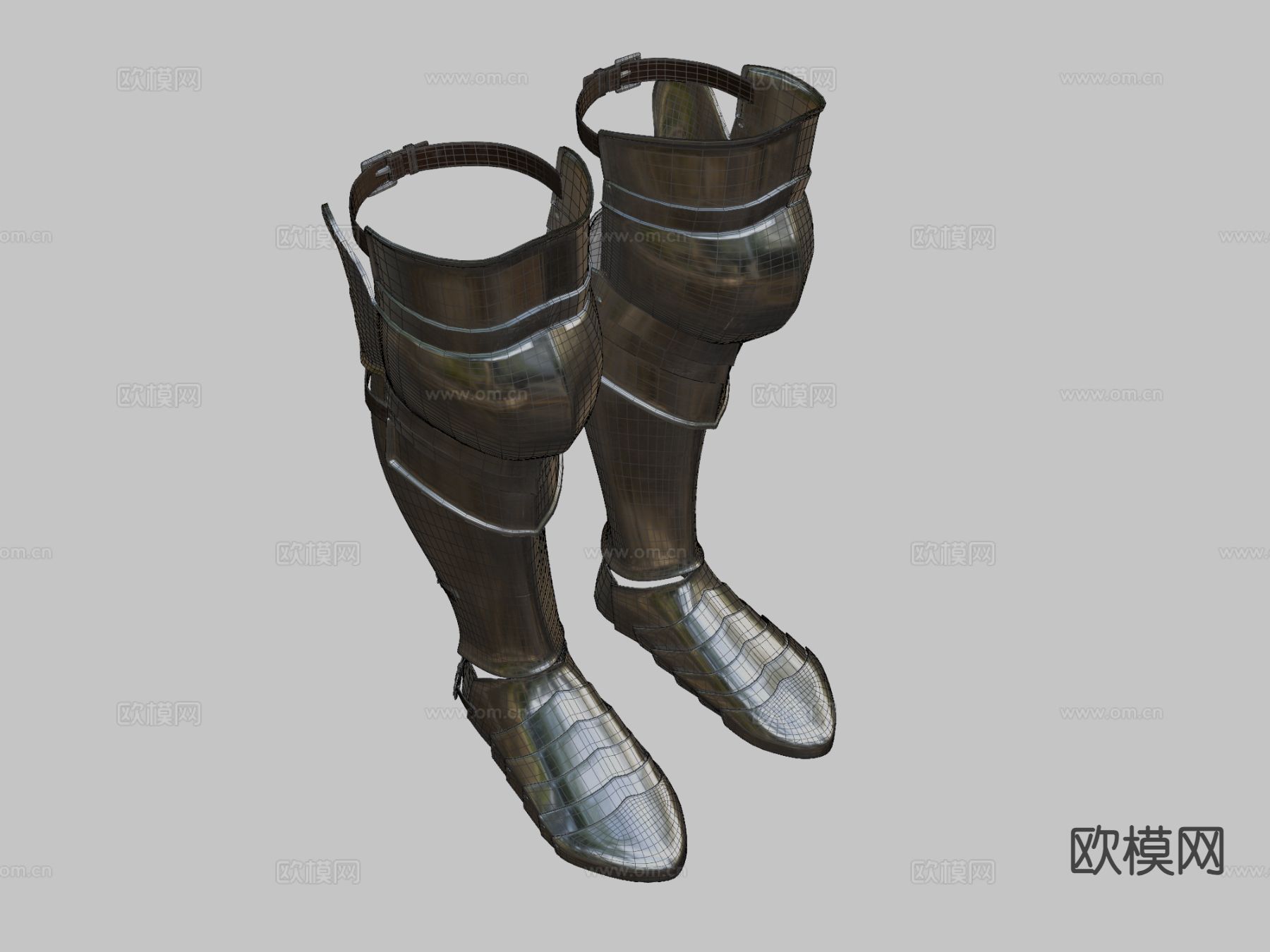 欧洲中世纪胫甲与马刺su模型下载（渲染图1）