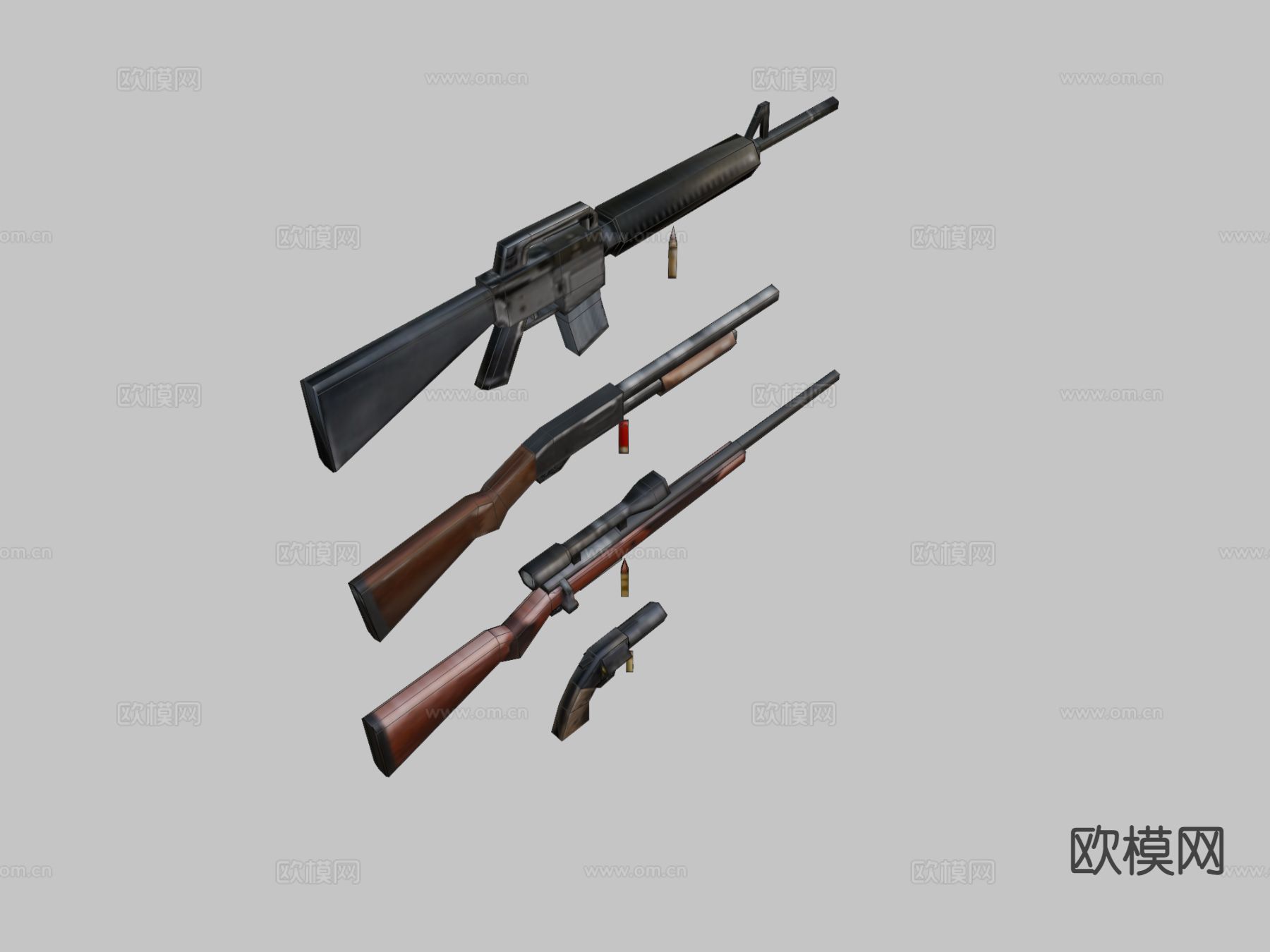 武器枪械包su模型下载（渲染图1）