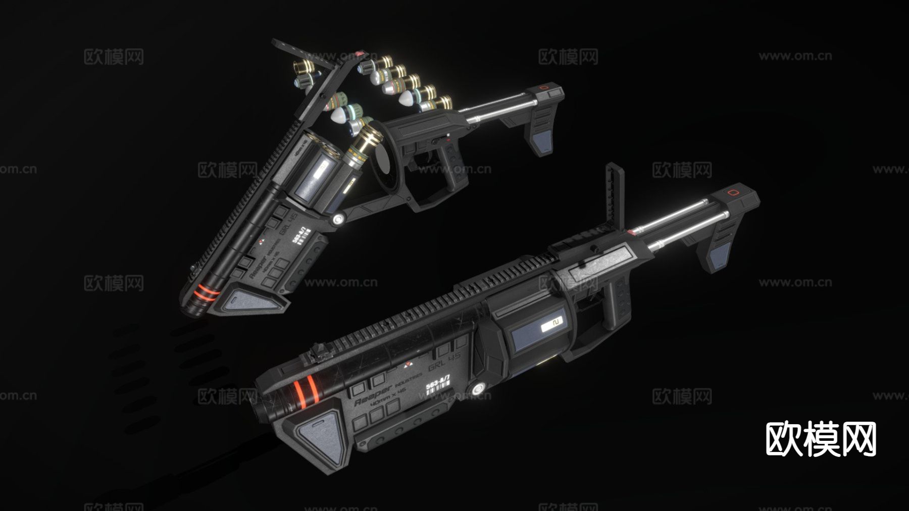 科幻榴弹器 发射器su模型下载（渲染图2）