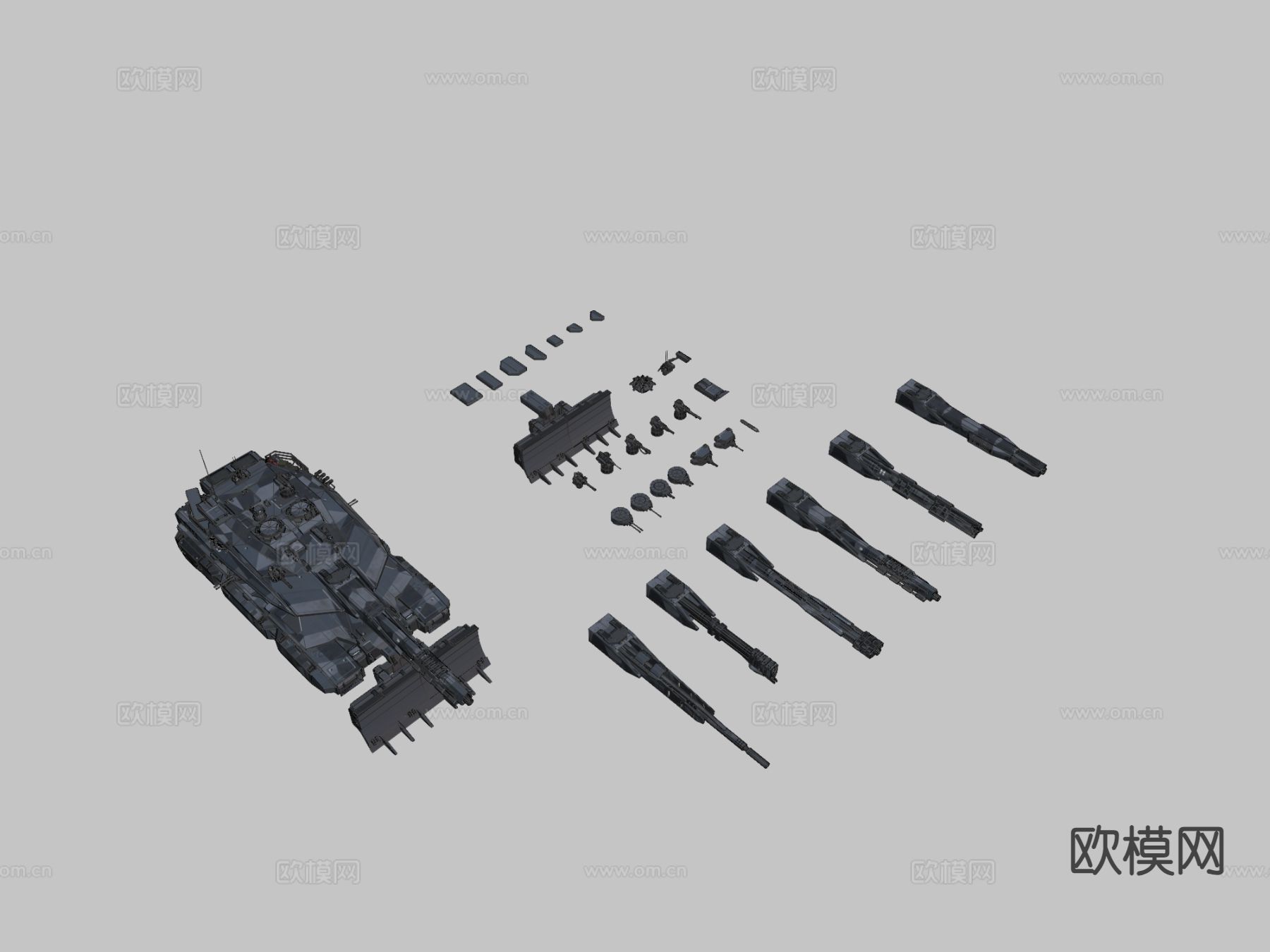 科幻坦克包su模型下载（渲染图1）