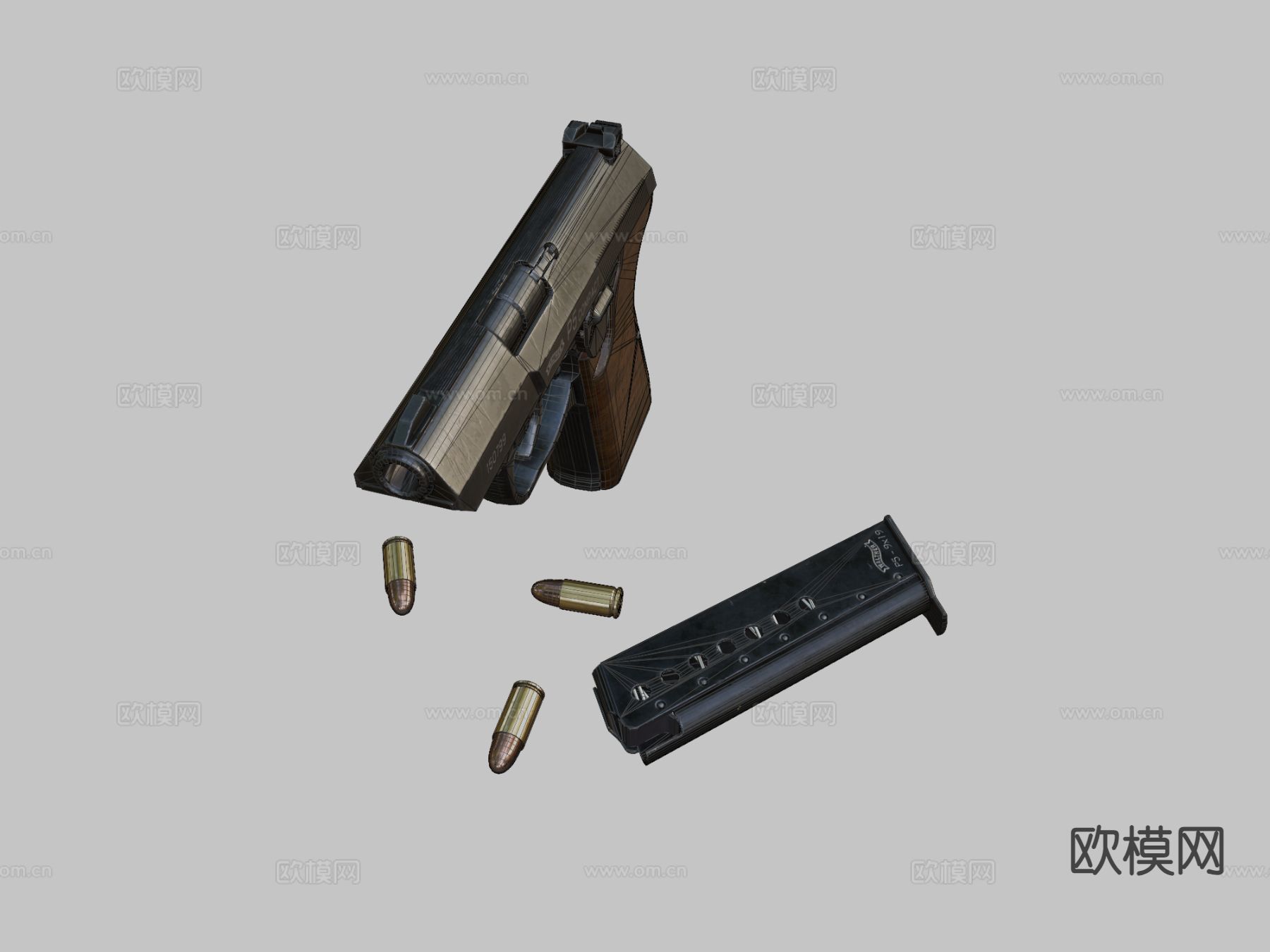 沃尔瑟手枪 枪支 枪械su模型下载（渲染图1）