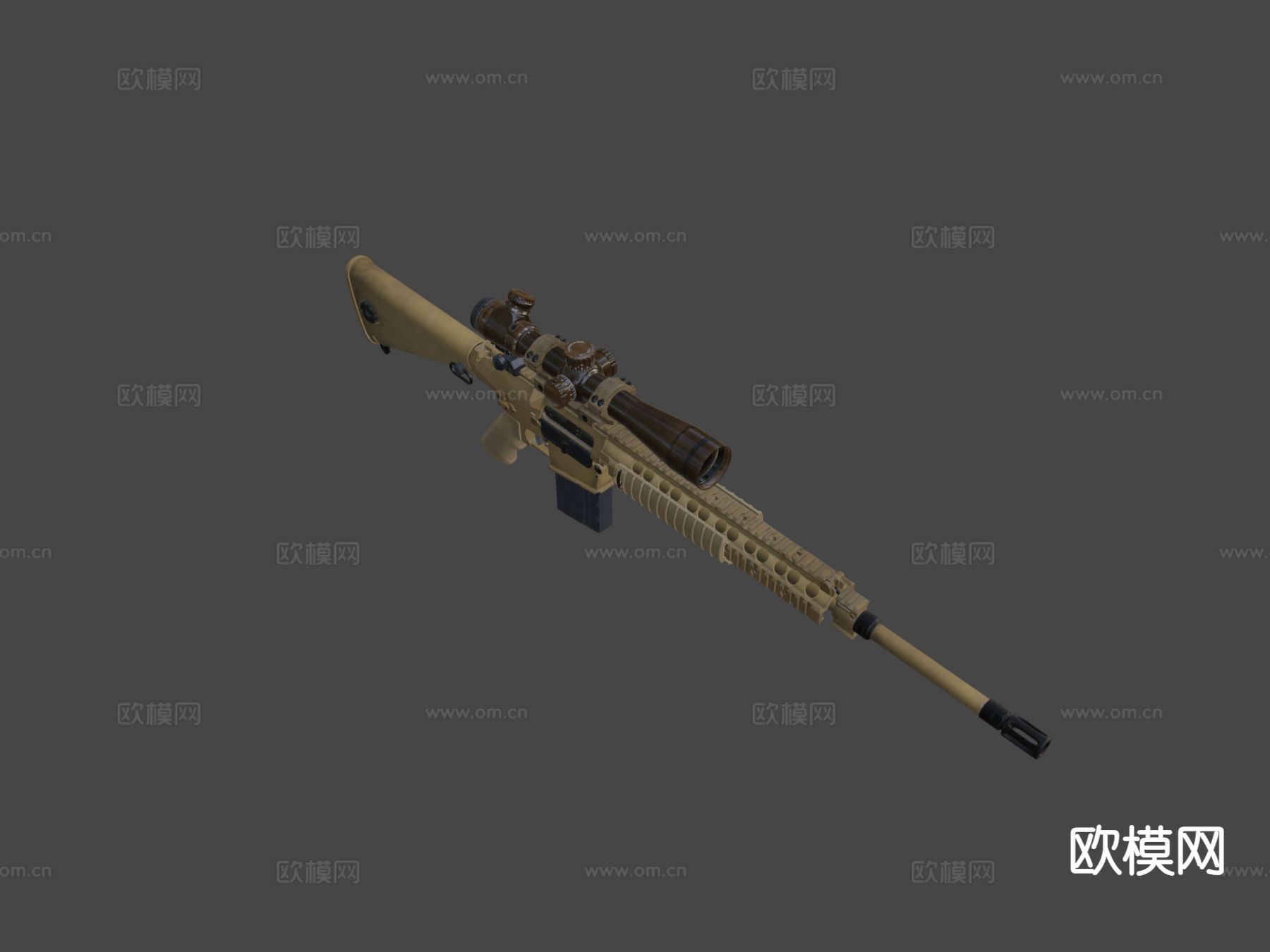 半自动狙击枪su模型下载（渲染图4）