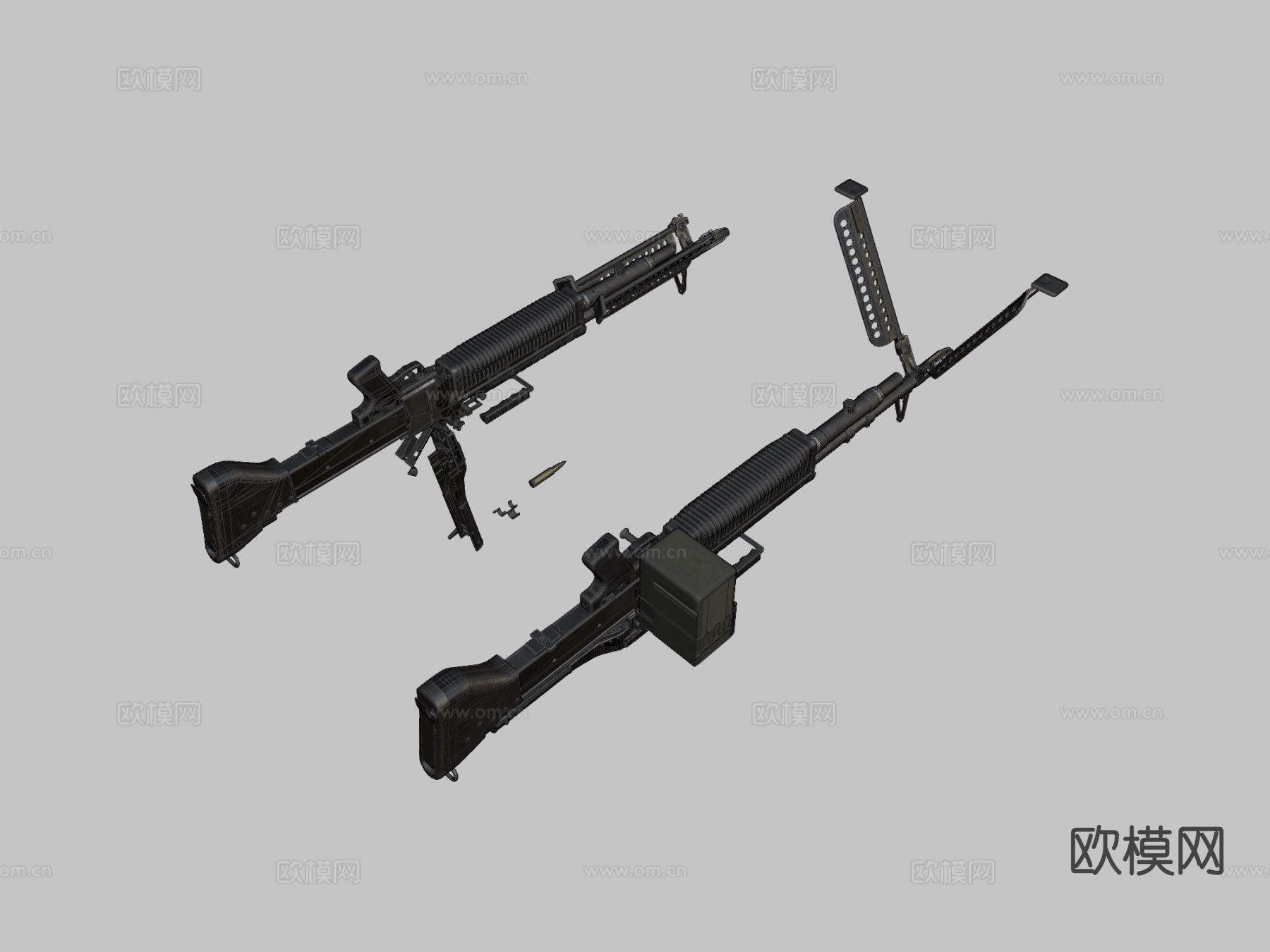 M60轻机枪su模型下载（渲染图1）