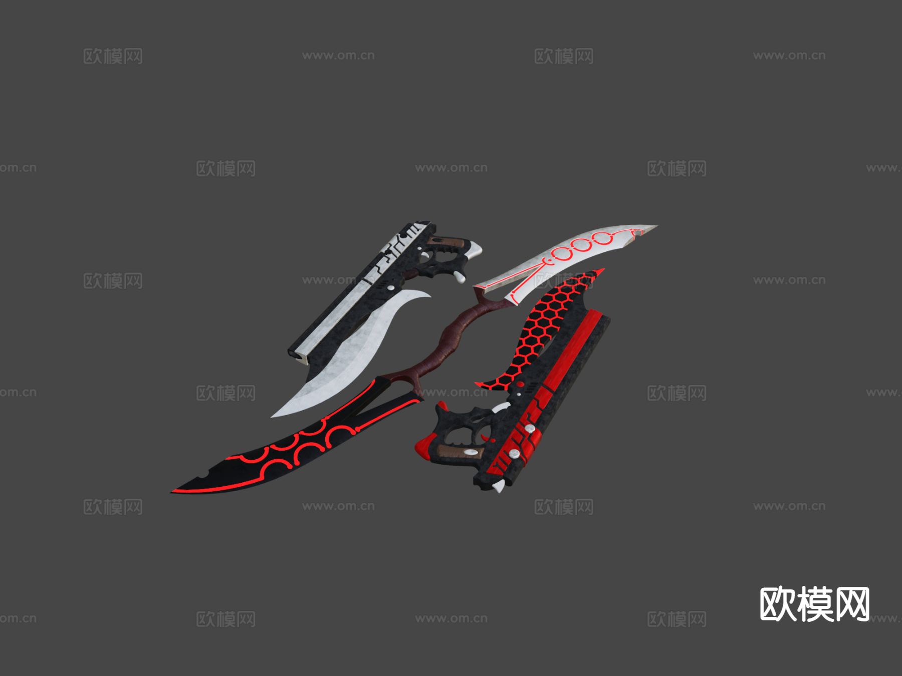 游戏刀具 刀剑 弯刀su模型下载（渲染图5）