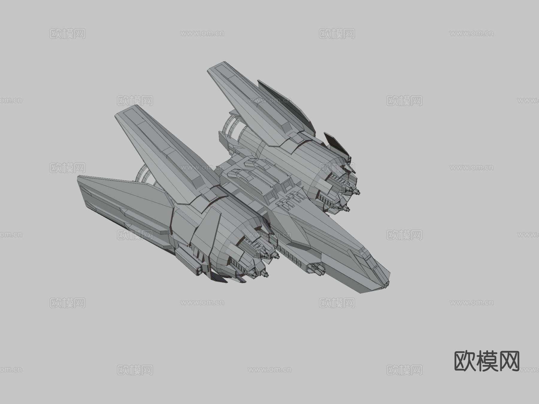 科幻重型战斗机斗牛犬su模型下载（渲染图5）