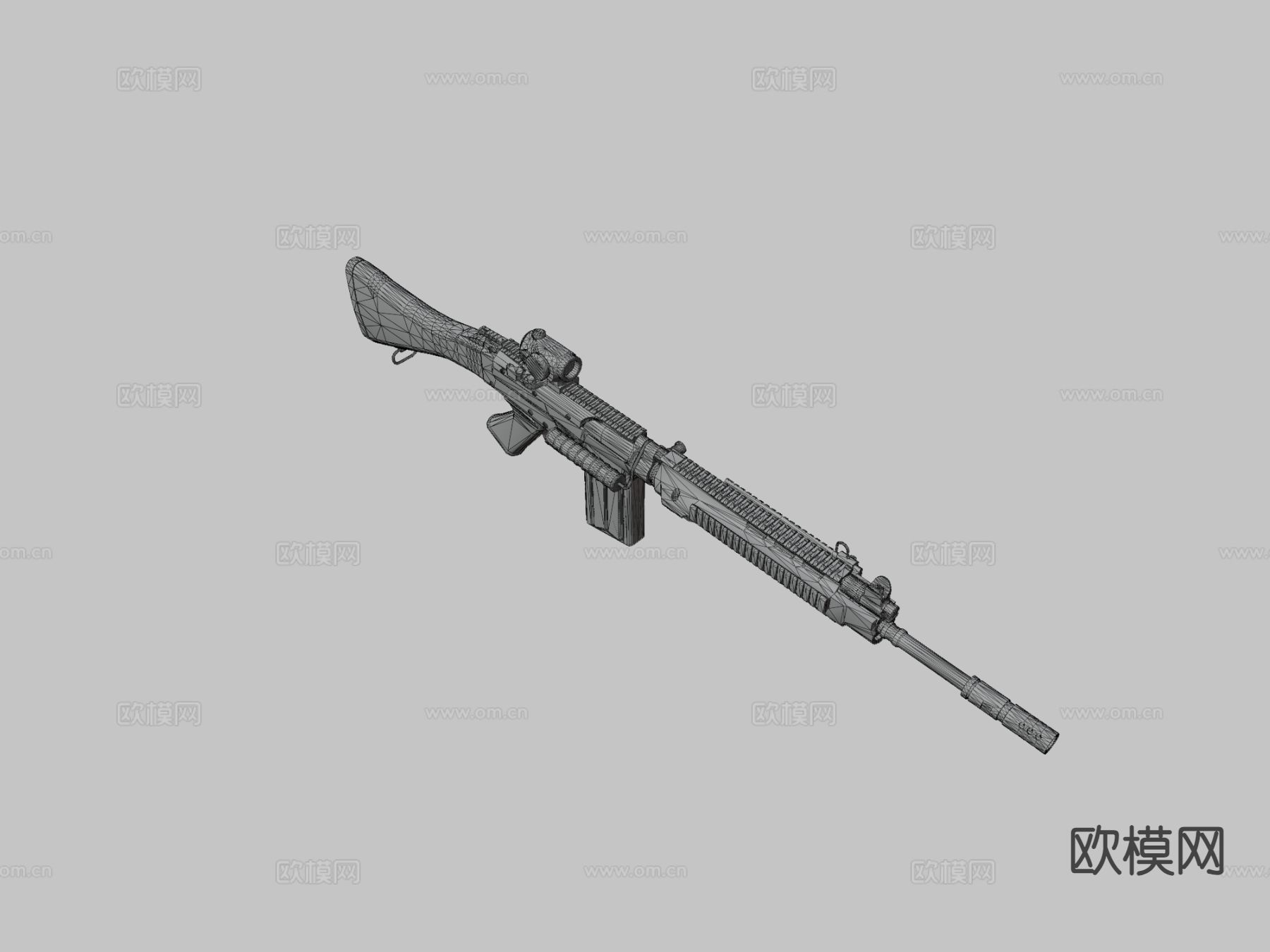 折叠式自动步枪su模型下载（渲染图5）