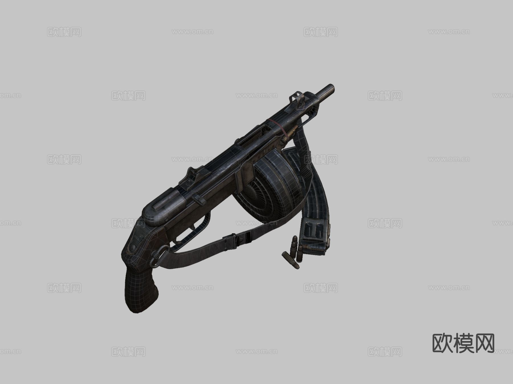 枪械 机枪su模型下载（渲染图1）
