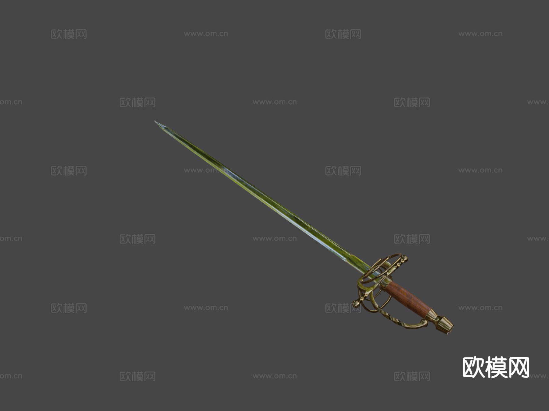 击剑 长剑 游戏道具su模型下载（渲染图4）