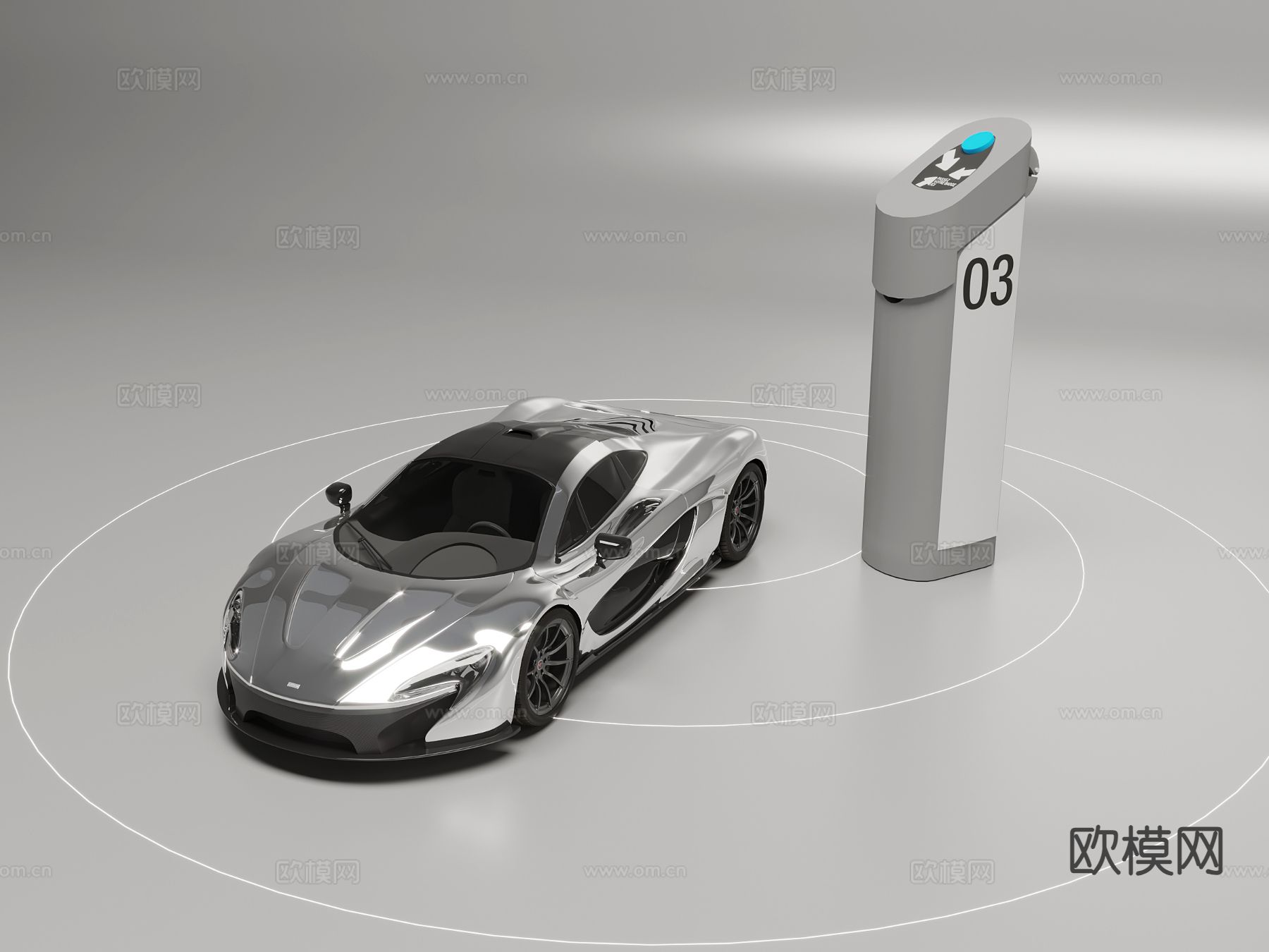 现代汽车 汽车充电桩3d模型