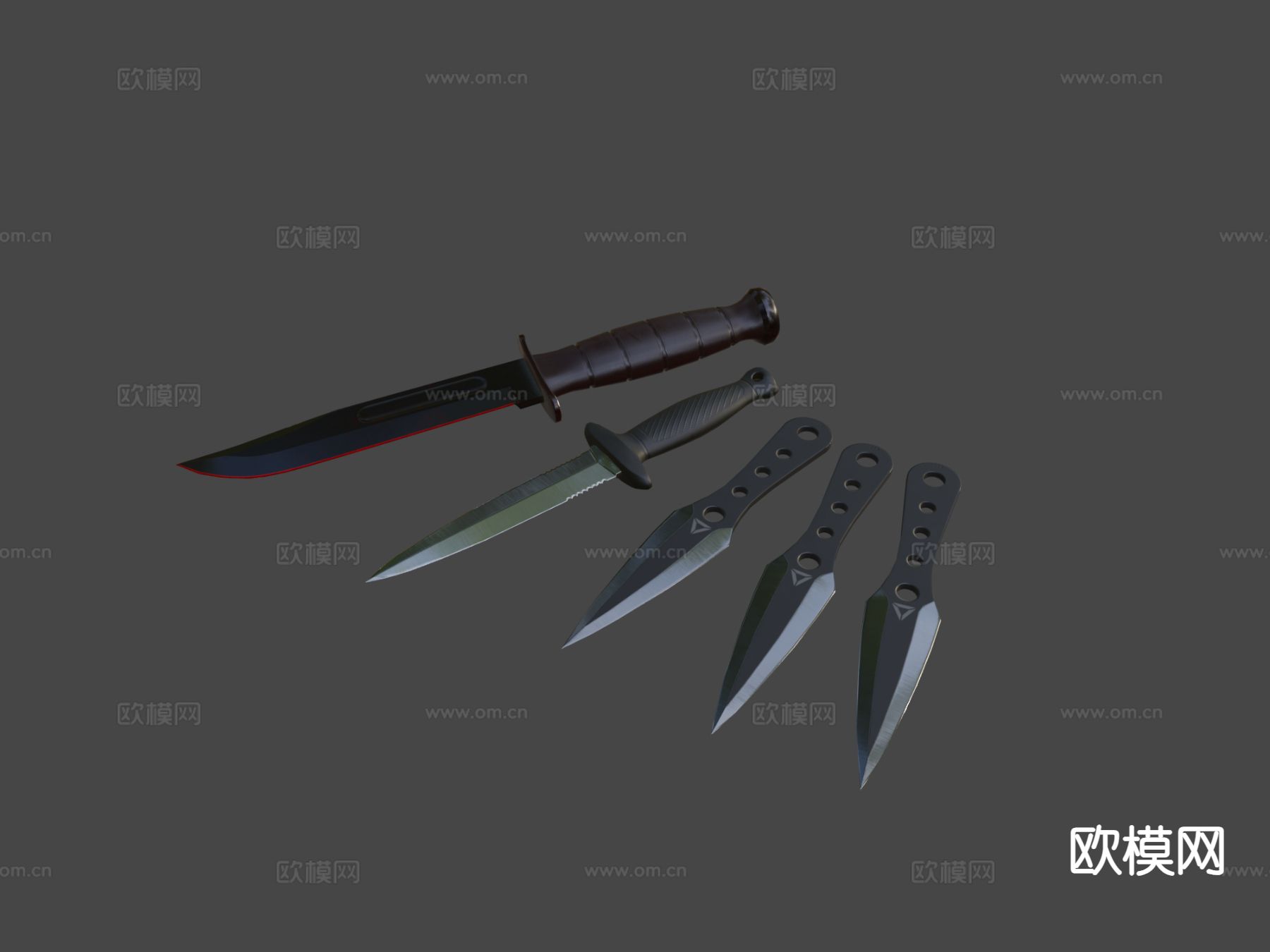 短刀 刀柄 武器su模型下载（渲染图6）