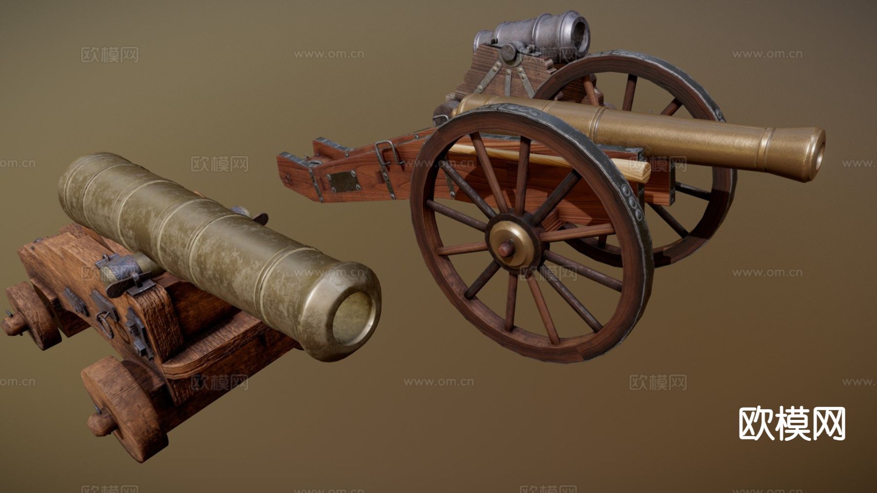 中世纪大炮包su模型下载（渲染图2）