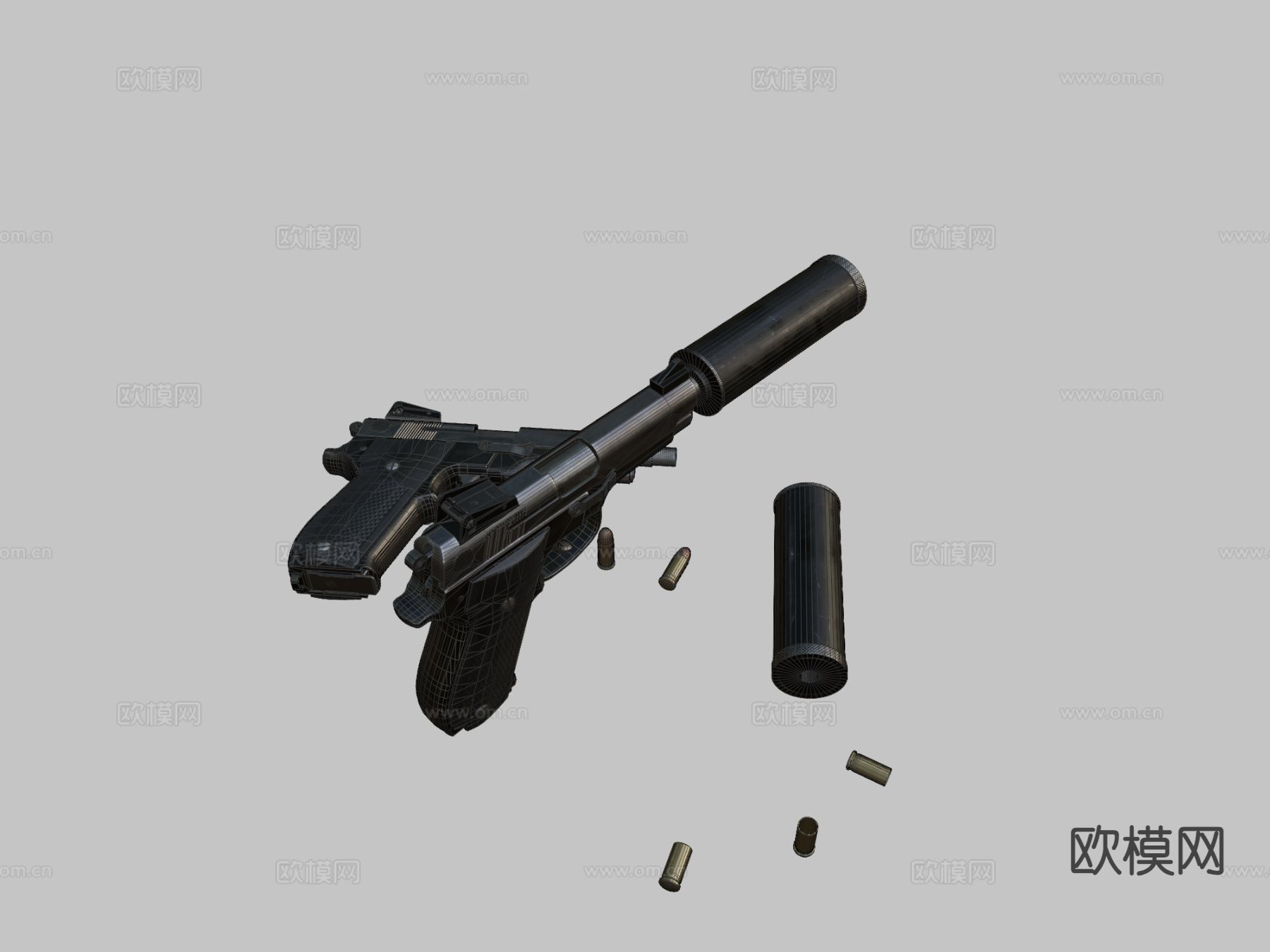 手枪 枪支 枪械su模型下载（渲染图1）