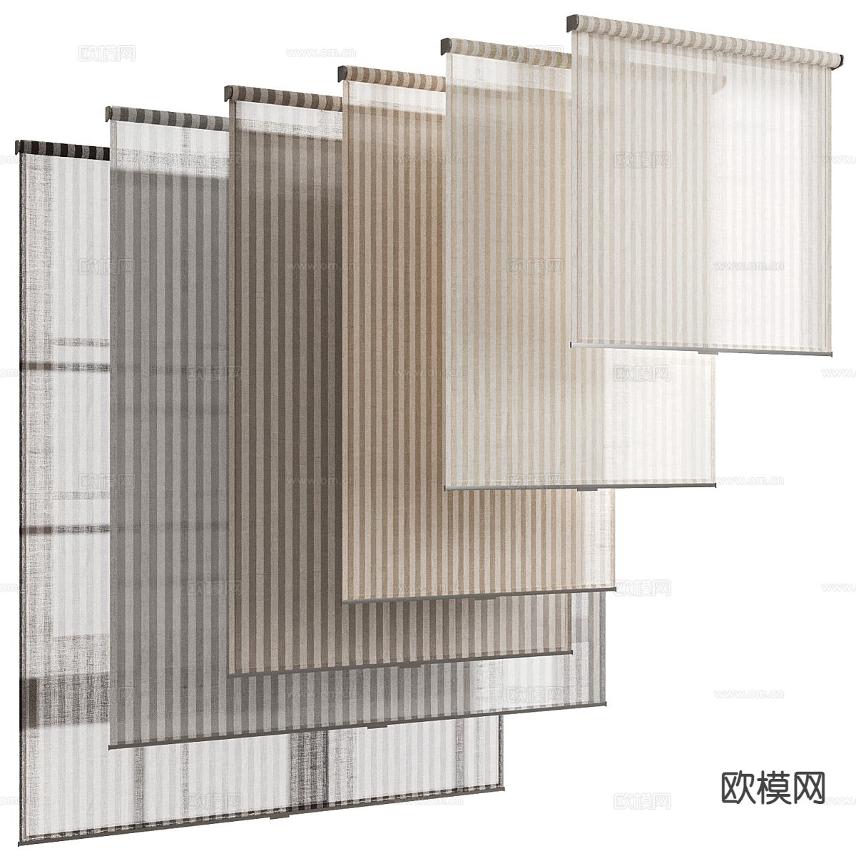 现代窗帘 罗马帘 拉帘3d模型