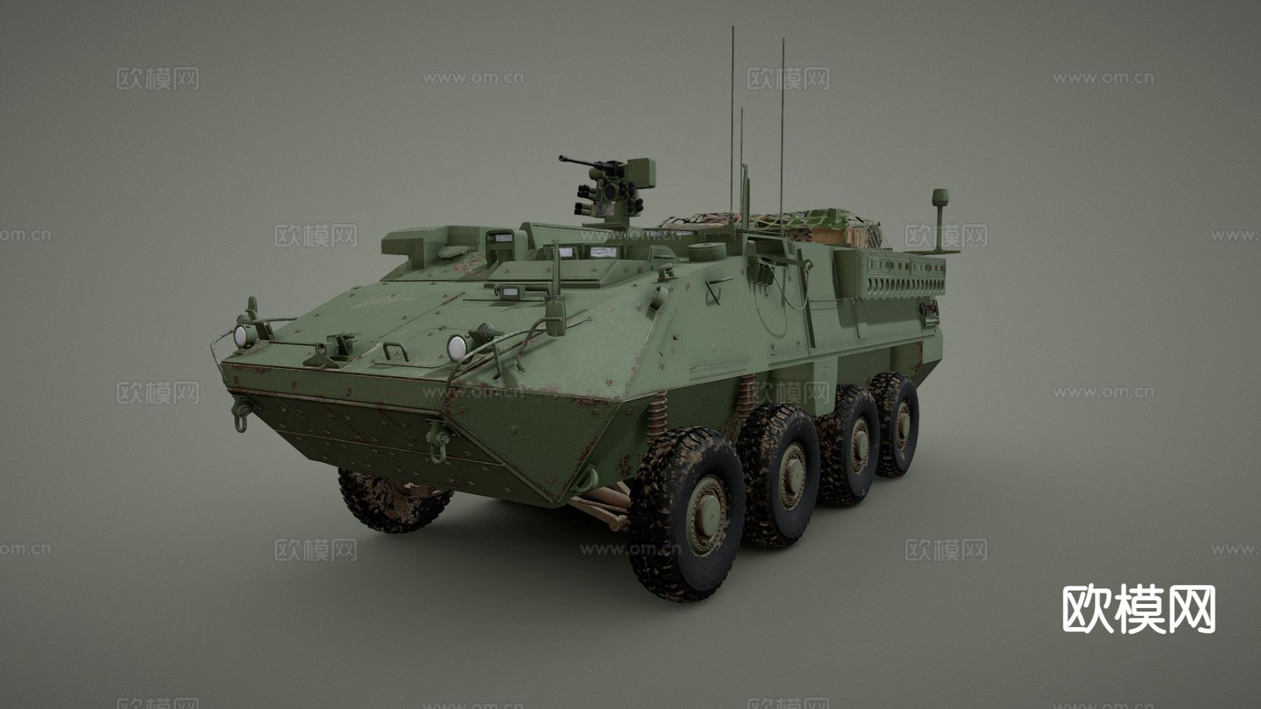 八轮装甲车 战斗车 炮车su模型下载（渲染图2）