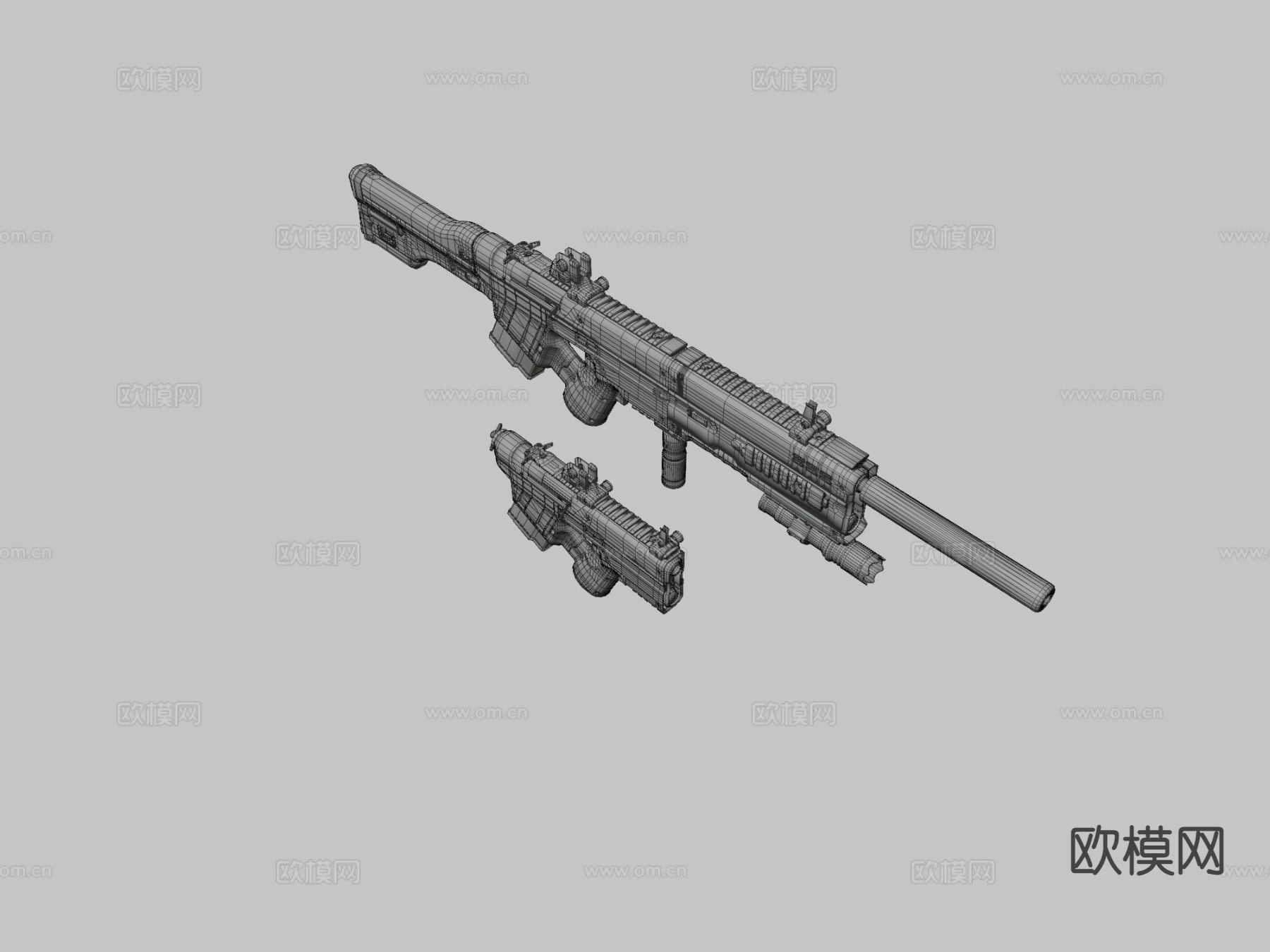 手枪与冲锋枪su模型下载（渲染图1）