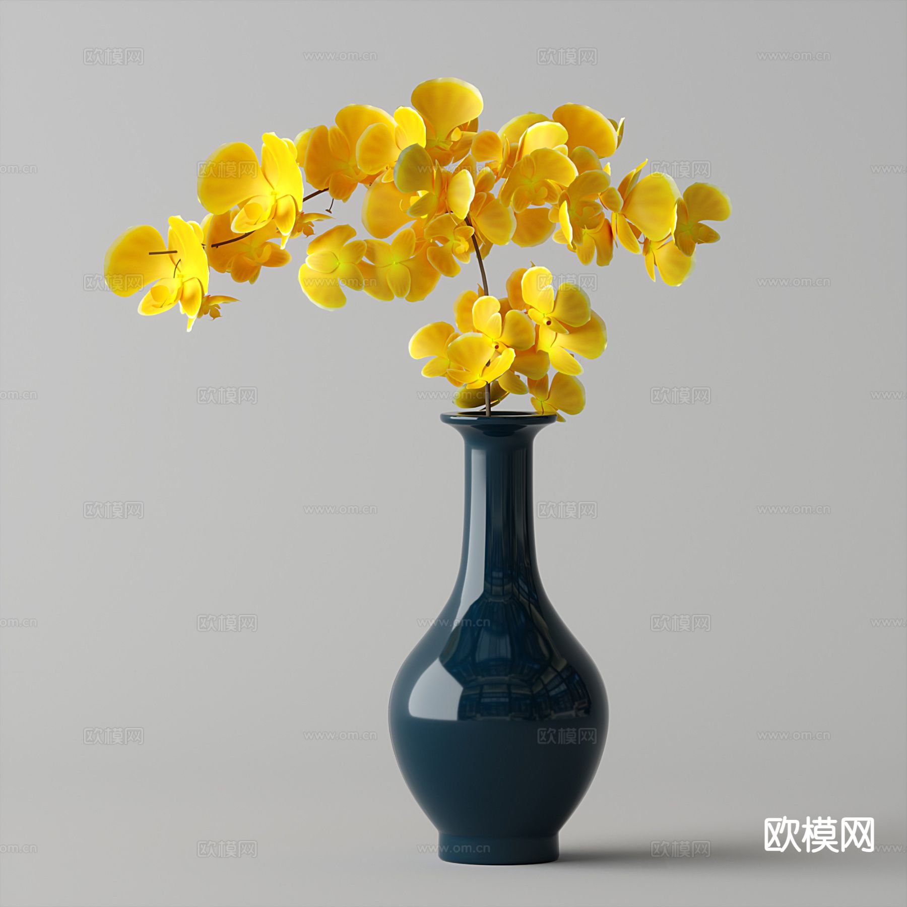 新中式花瓶 花艺 插花 鲜花3d模型