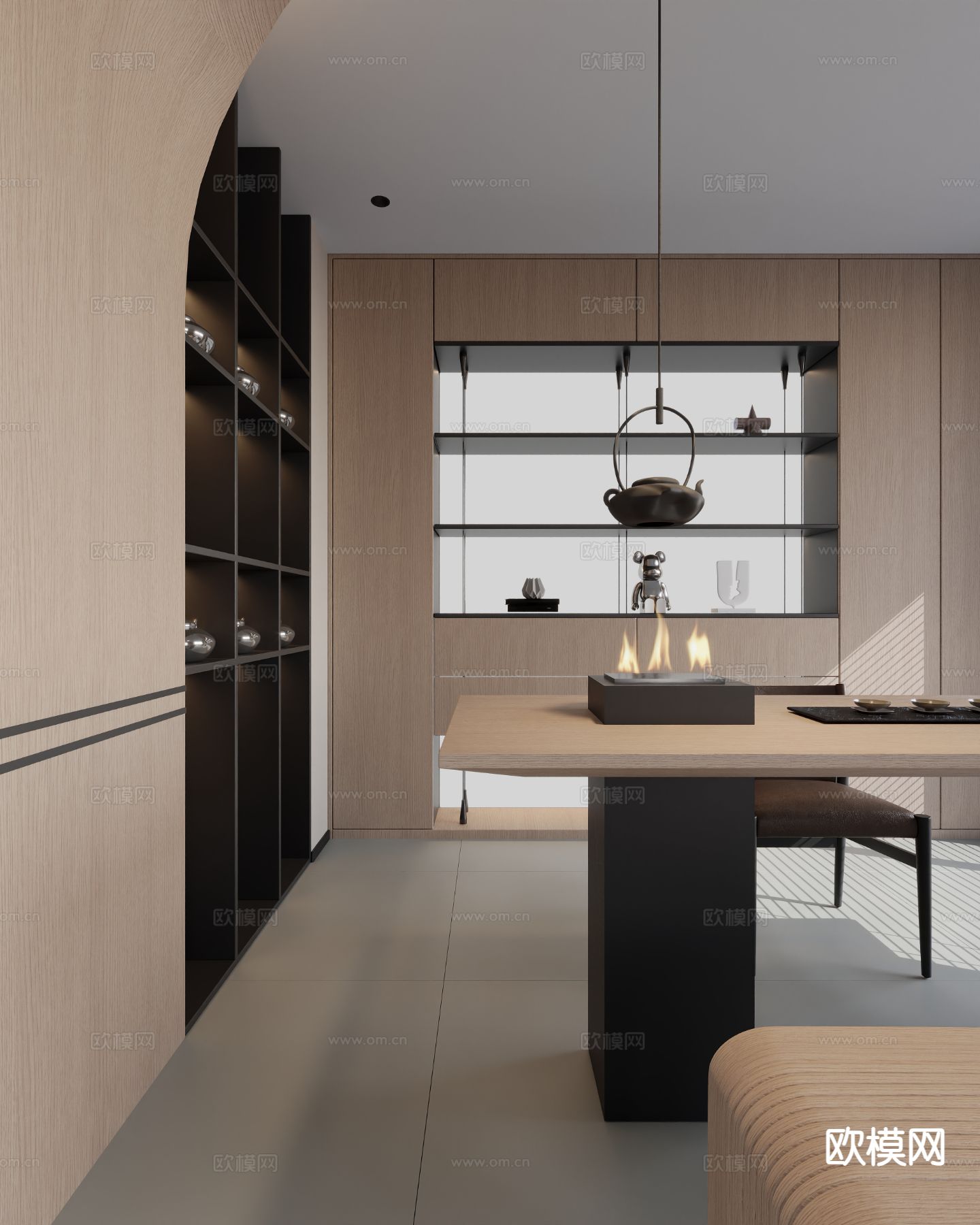 原木茶室 品茶间3d模型下载（渲染图3）